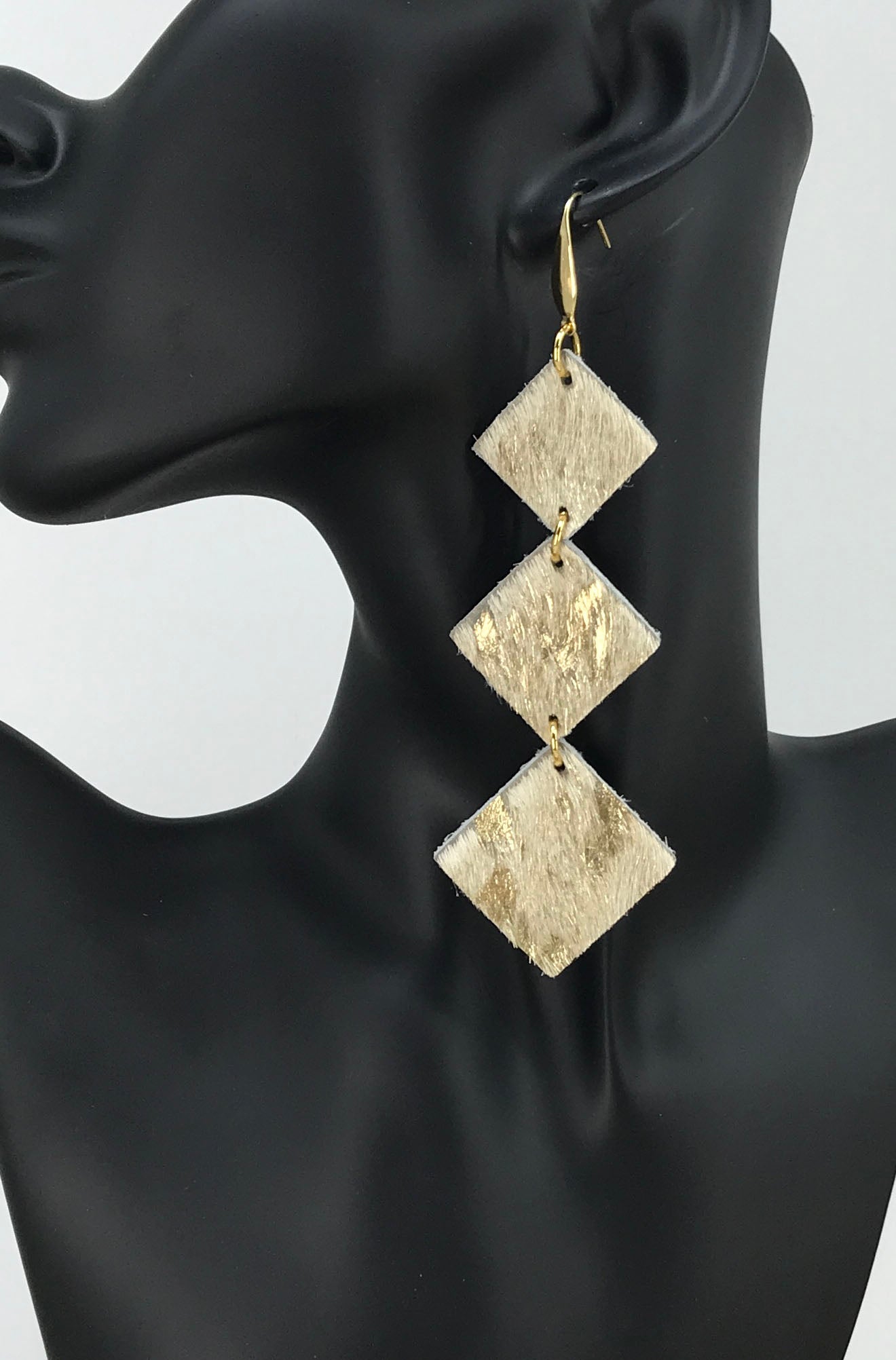 Golden Gleam Triple Diamond Earrings