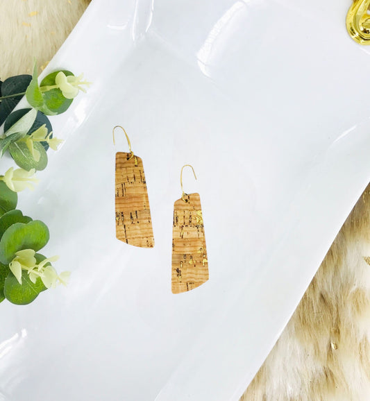 Gold Metallic Accent Cork on Leather Earrings - E19-2333