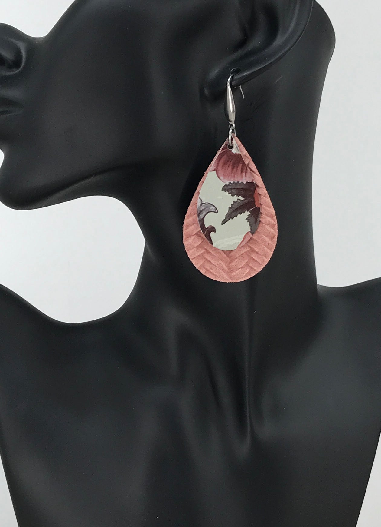 Pink Genuine Leather Earrings - E19-234