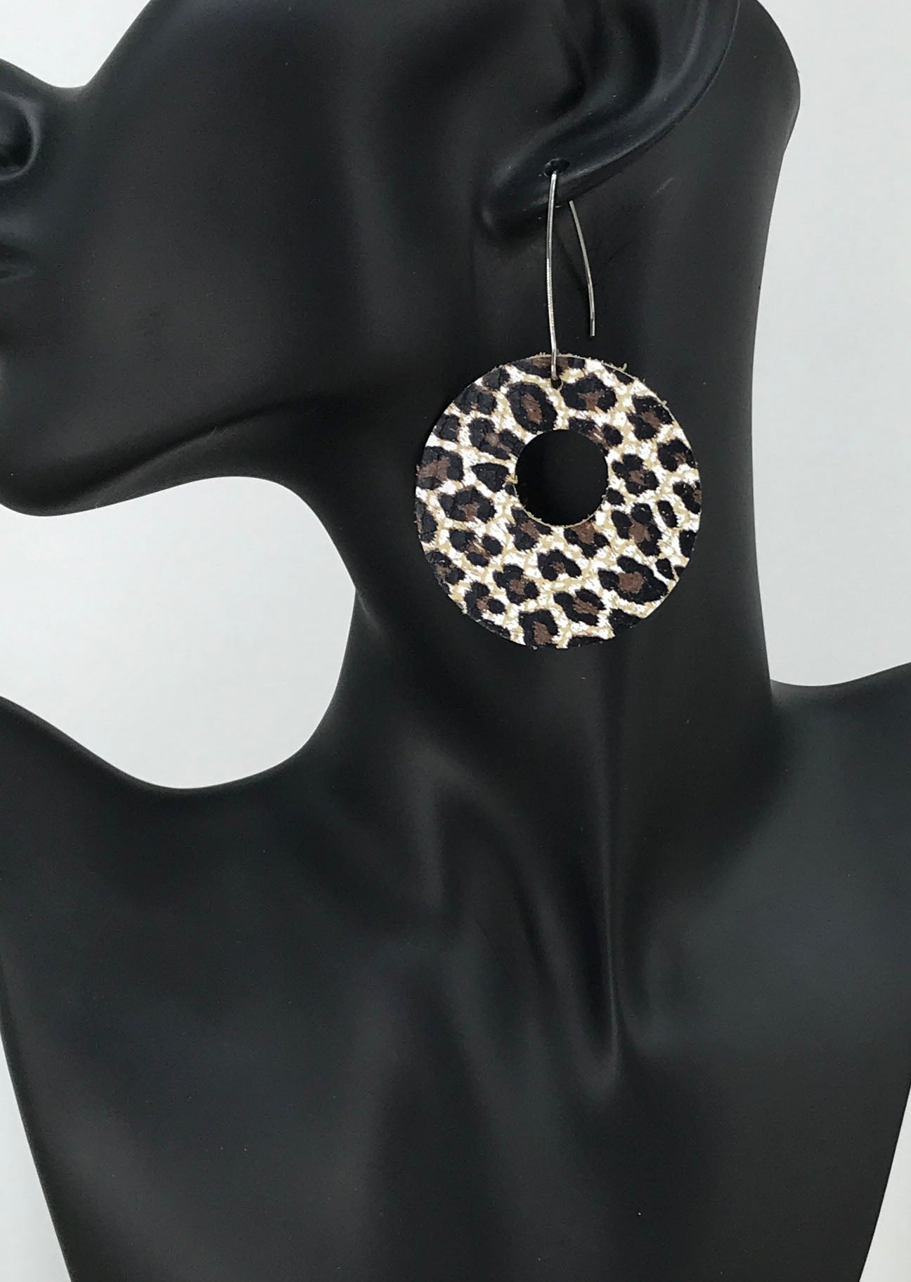 Chocolate Cheetah Circle Drop Earrings