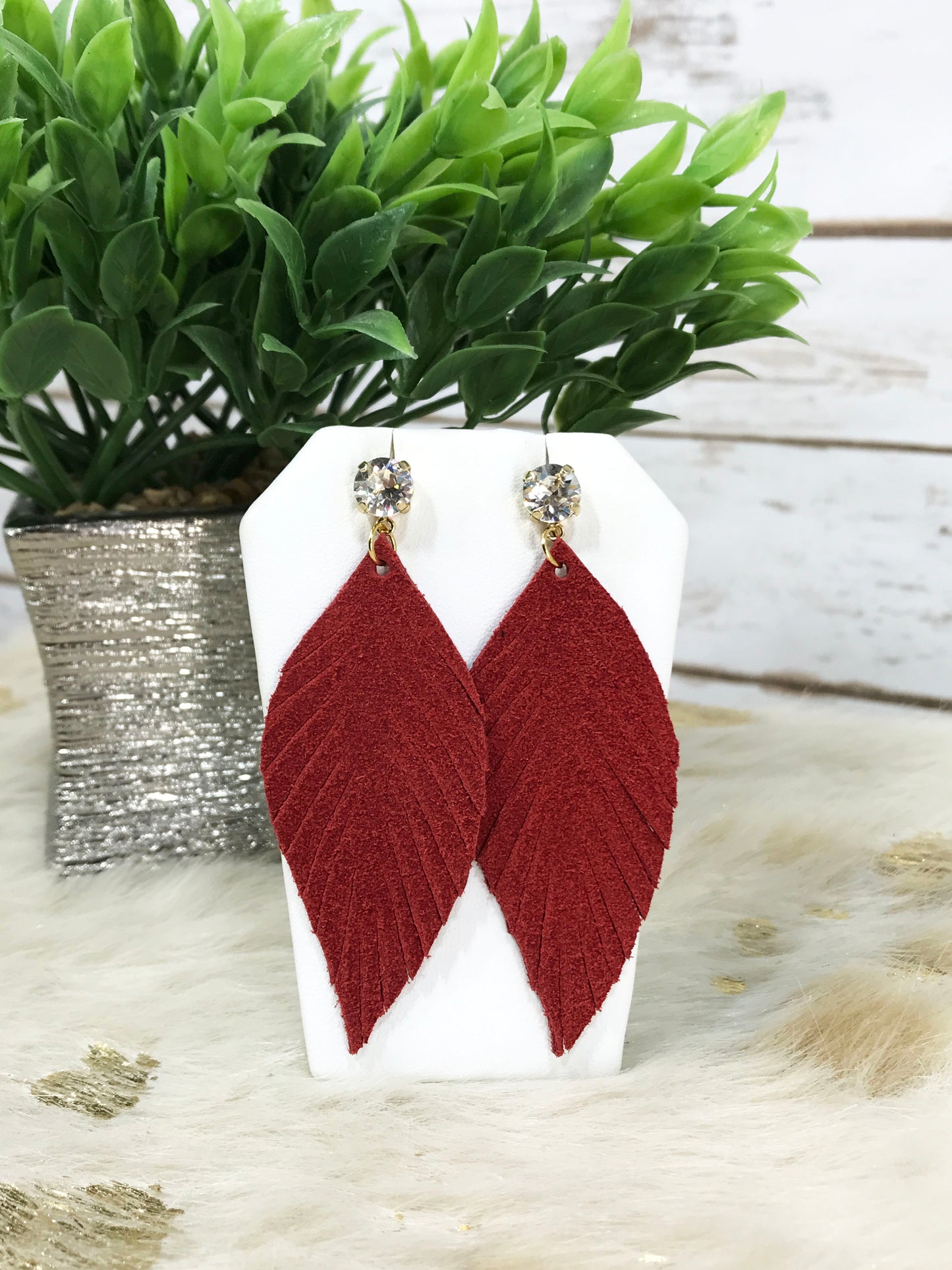 Crystal and Leather Stud Earrings - E19-2361