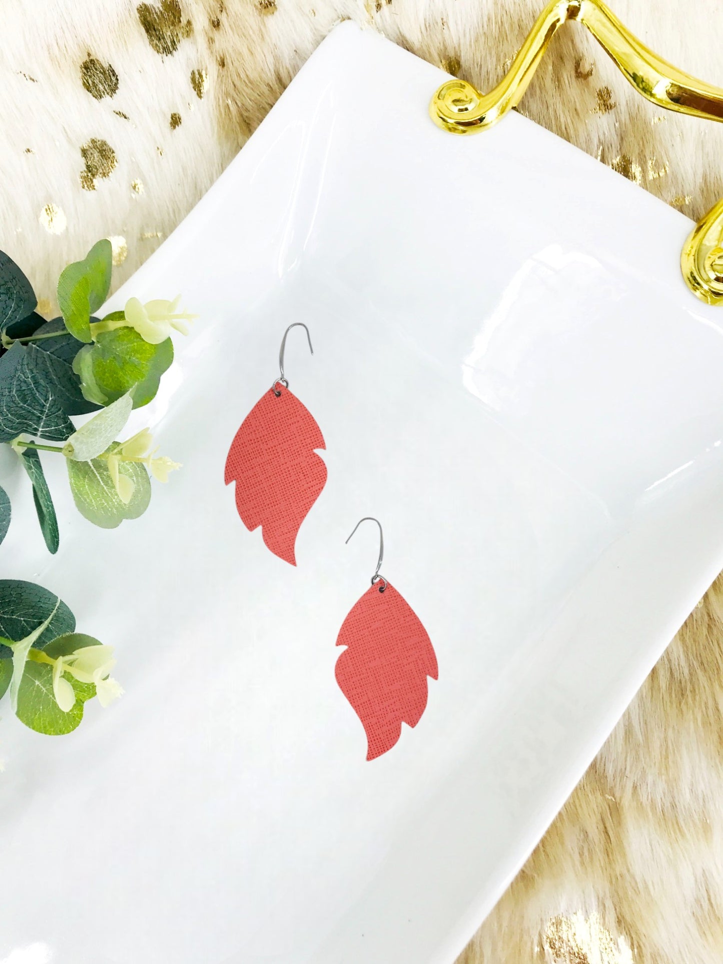 Coral Weave Leather Earrings - E19-2387