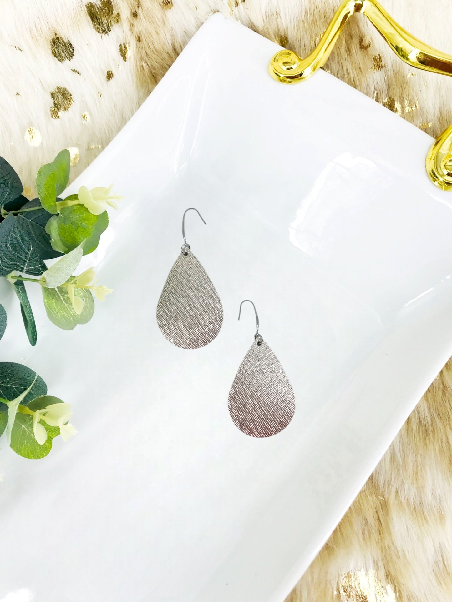 Platinum Leather Earrings - E19-2391