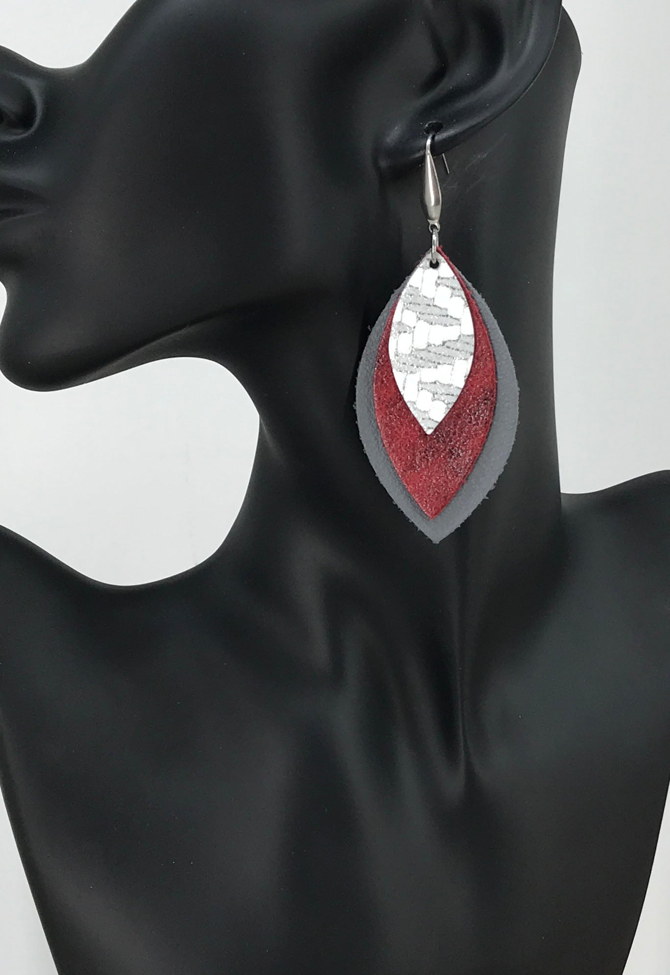 Leather Leaf Layered Earrings - E19-239
