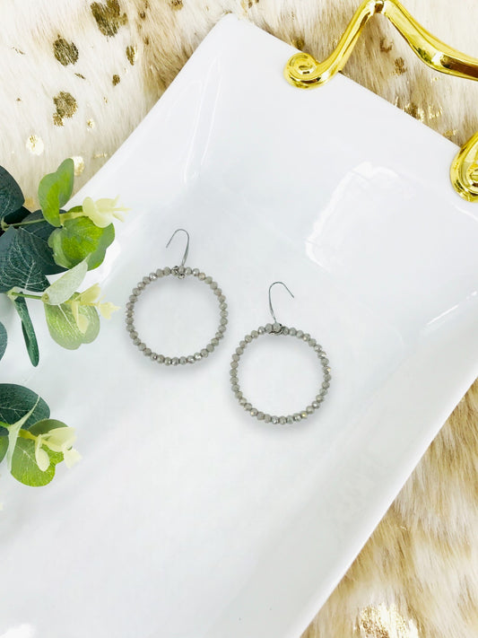 Rosy Brown Glass Bead Hoop Earrings - E19-2426