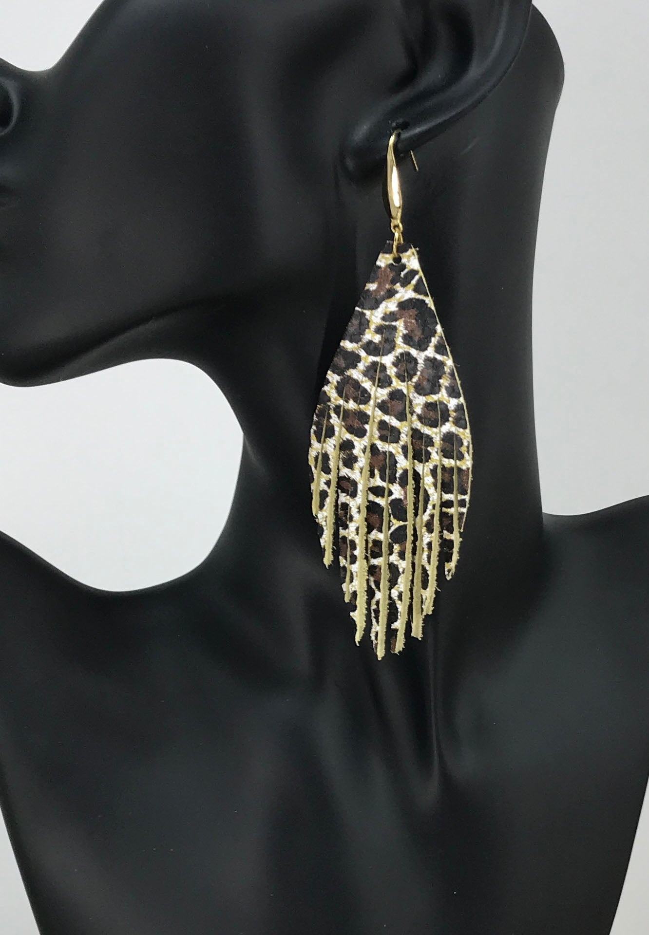 Banana Leopard Fringe Statement Earrings