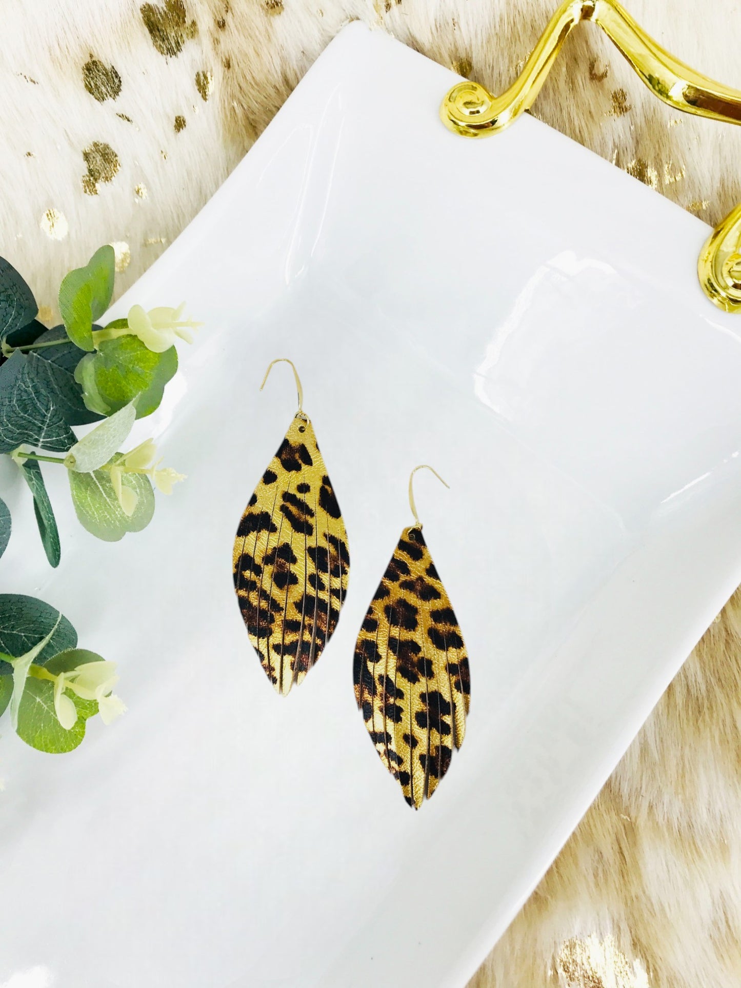 Leopard Leather Fringe Earrings - E19-2487