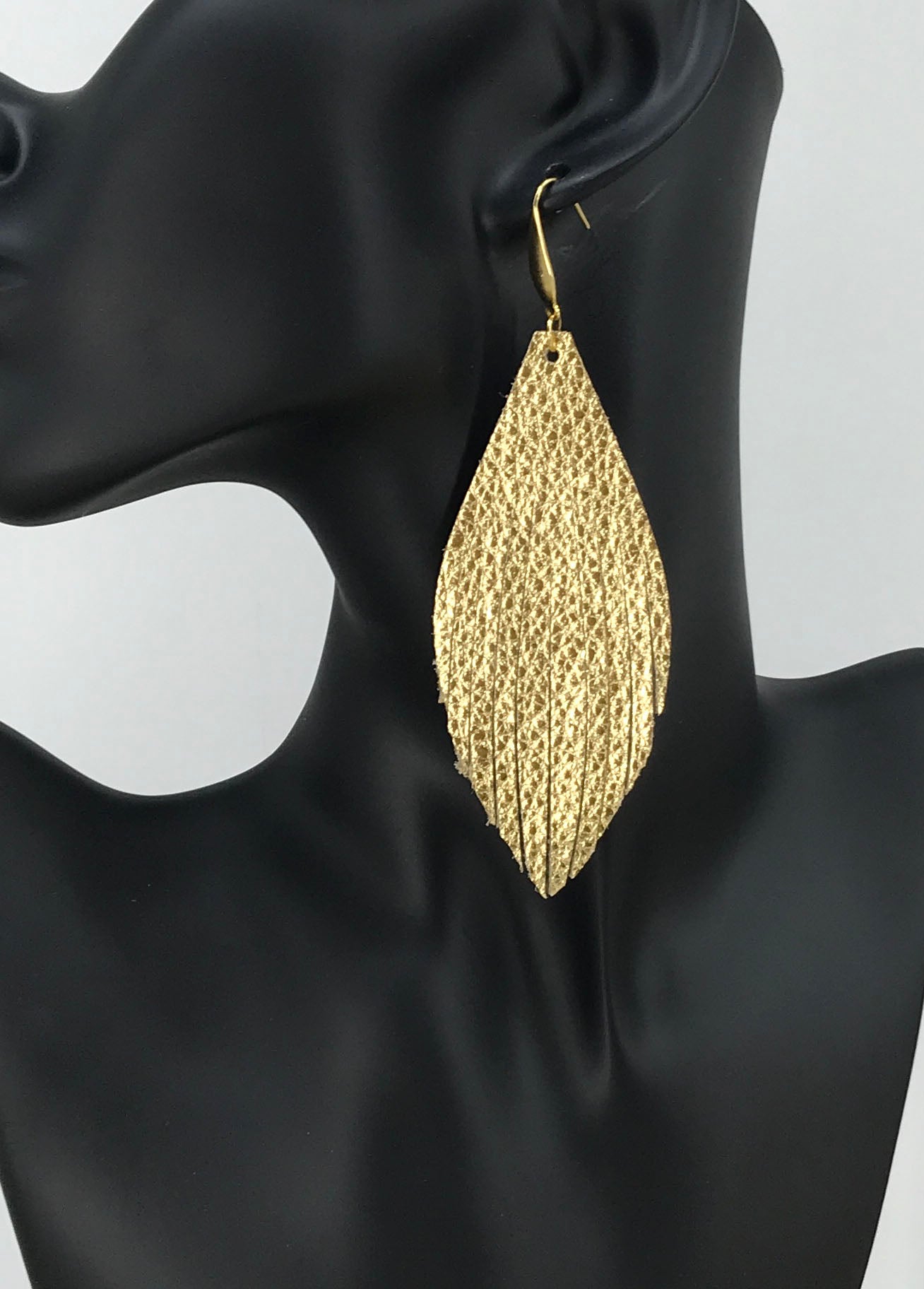 Pebbled Gold Leather Earrings - E19-2488