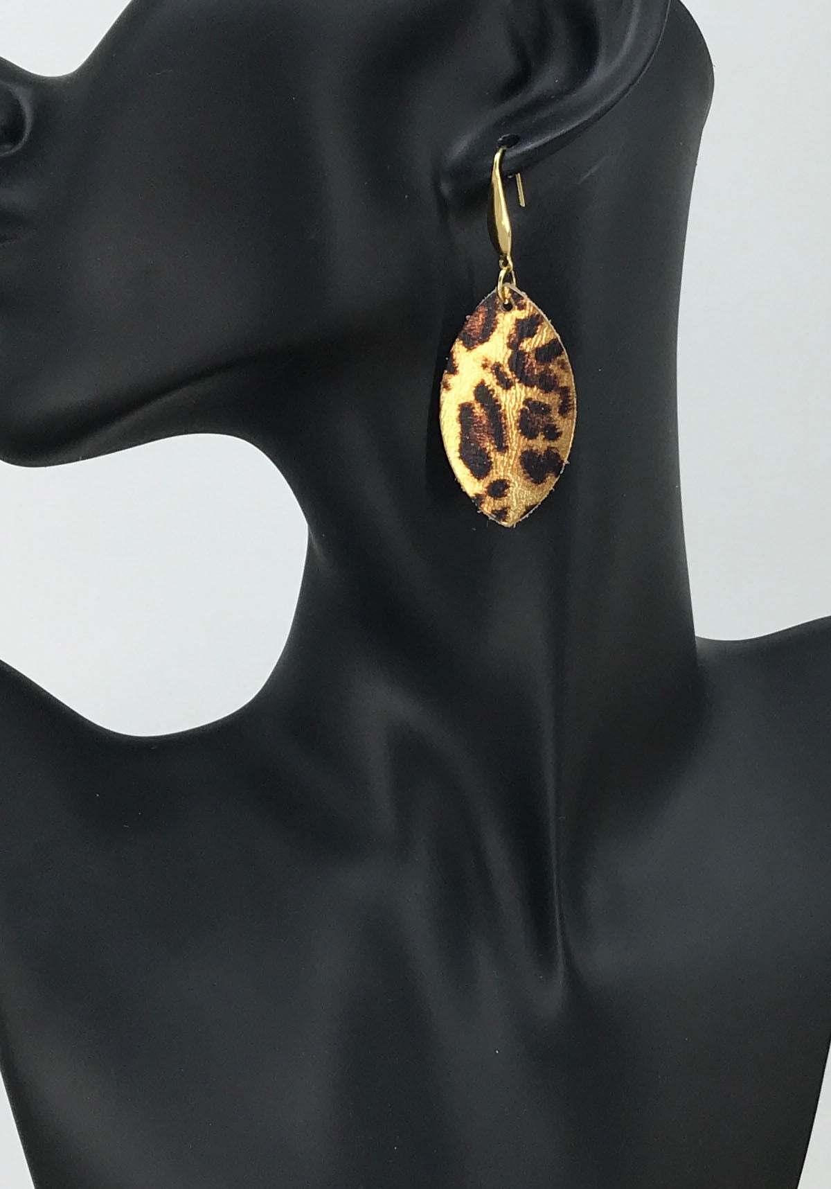 Gold Metallic Banana Leopard Petite Dangle Earrings