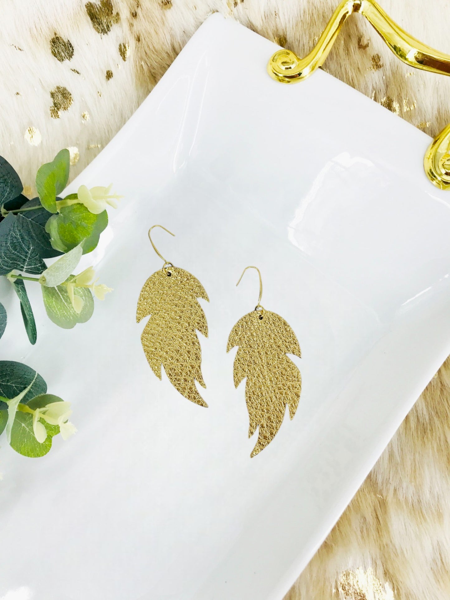 Gold Genuine Leather Earrings - E19-2580