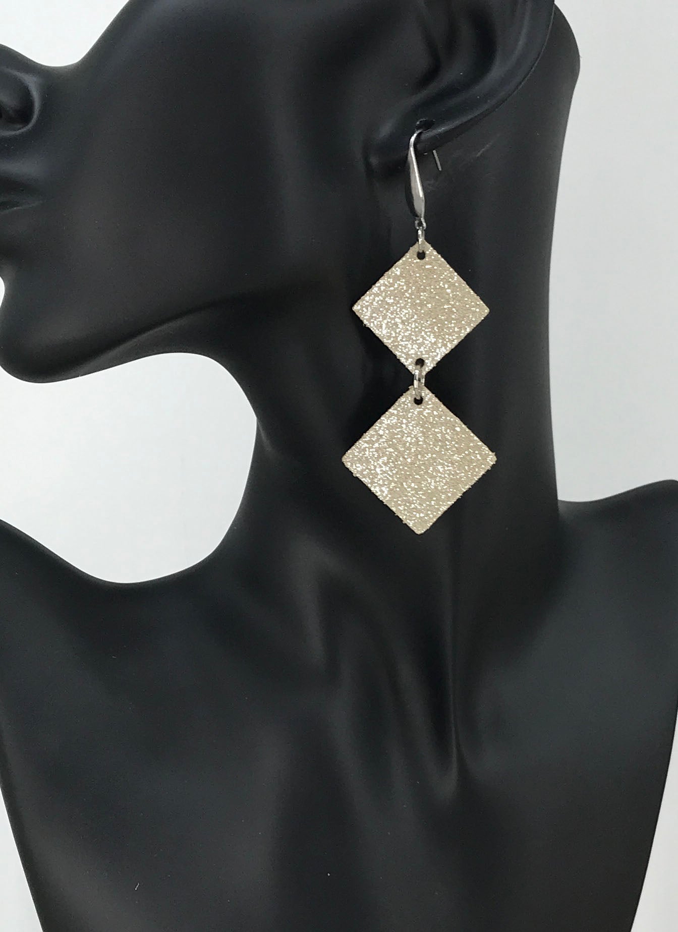 Champagne Leather Earrings - E19-2588