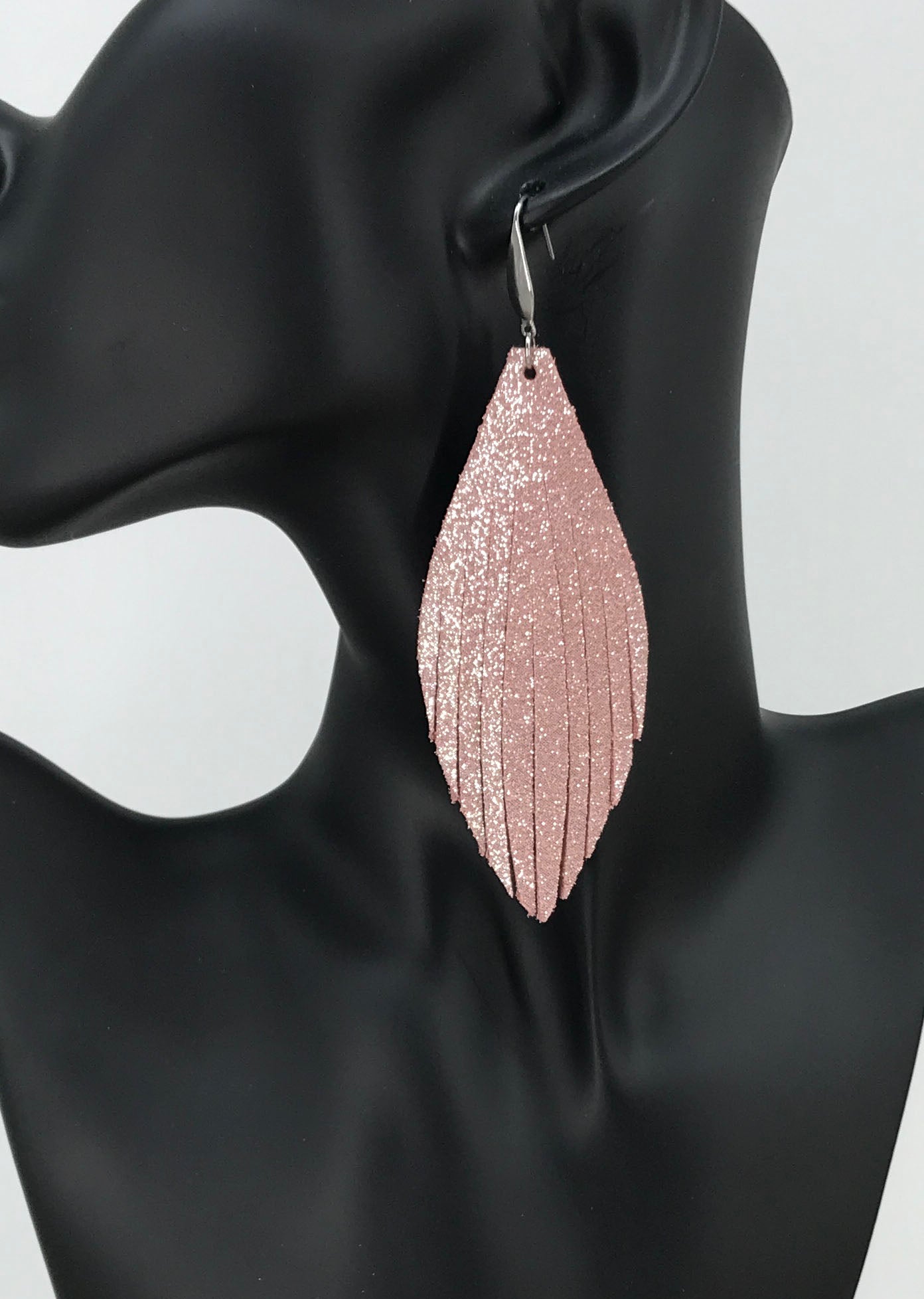 Pink Leather Fringe Earrings - E19-2623