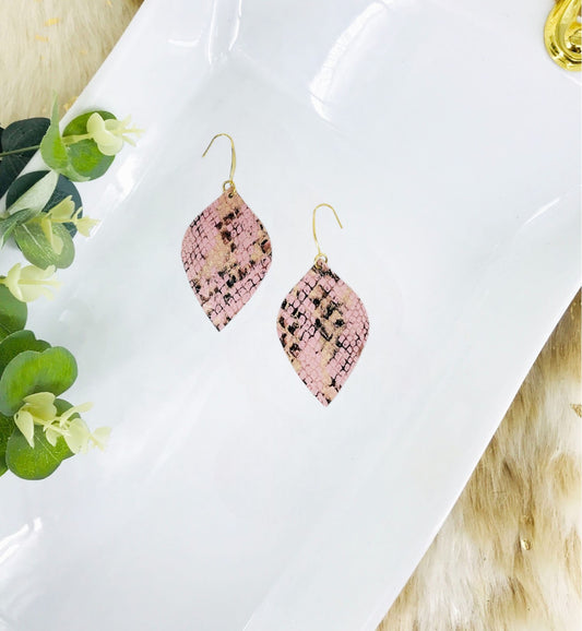 Pink Snake Skin Leather Earrings - E19-2631