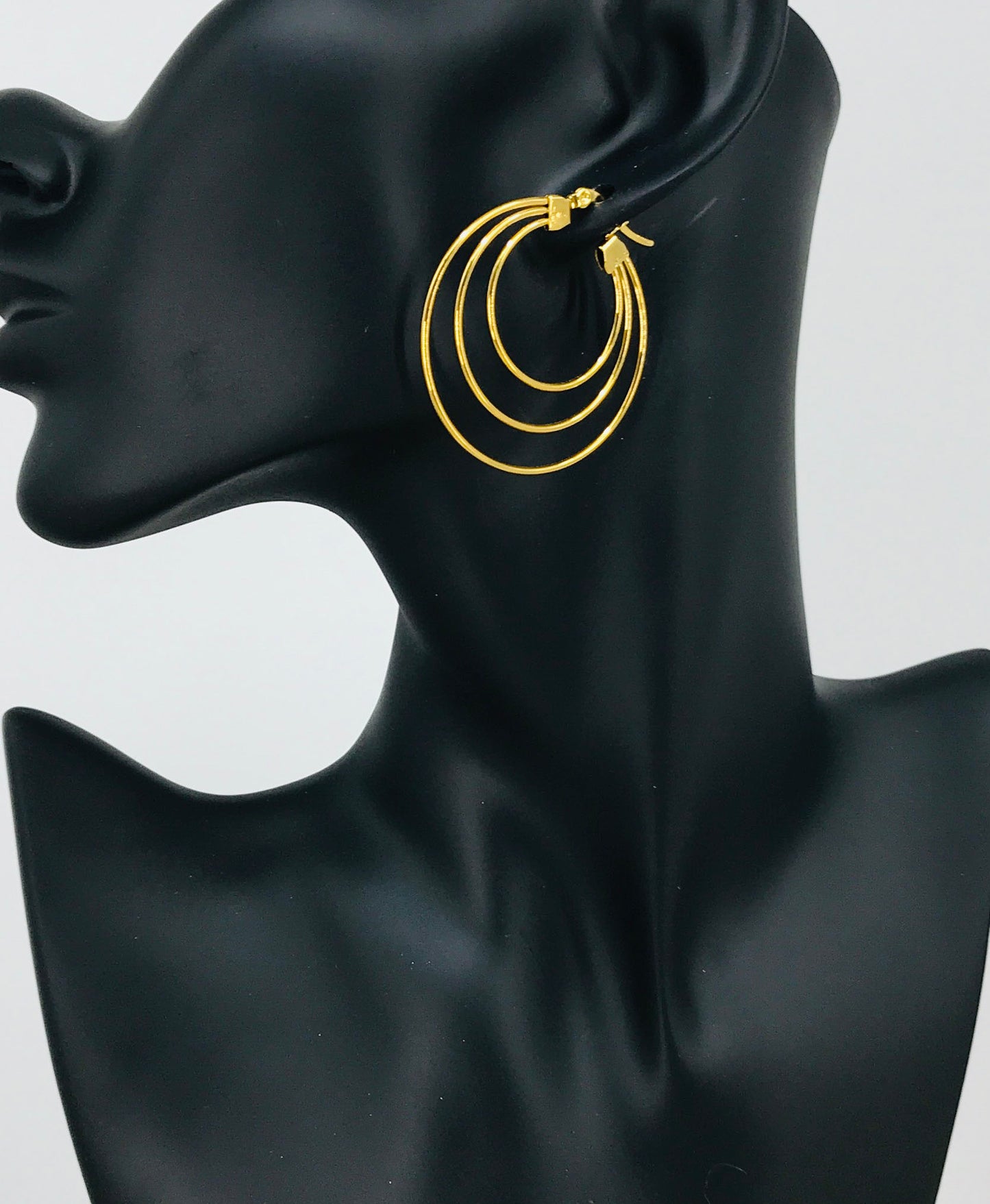 Gold Triple Loop Hoop Earrings