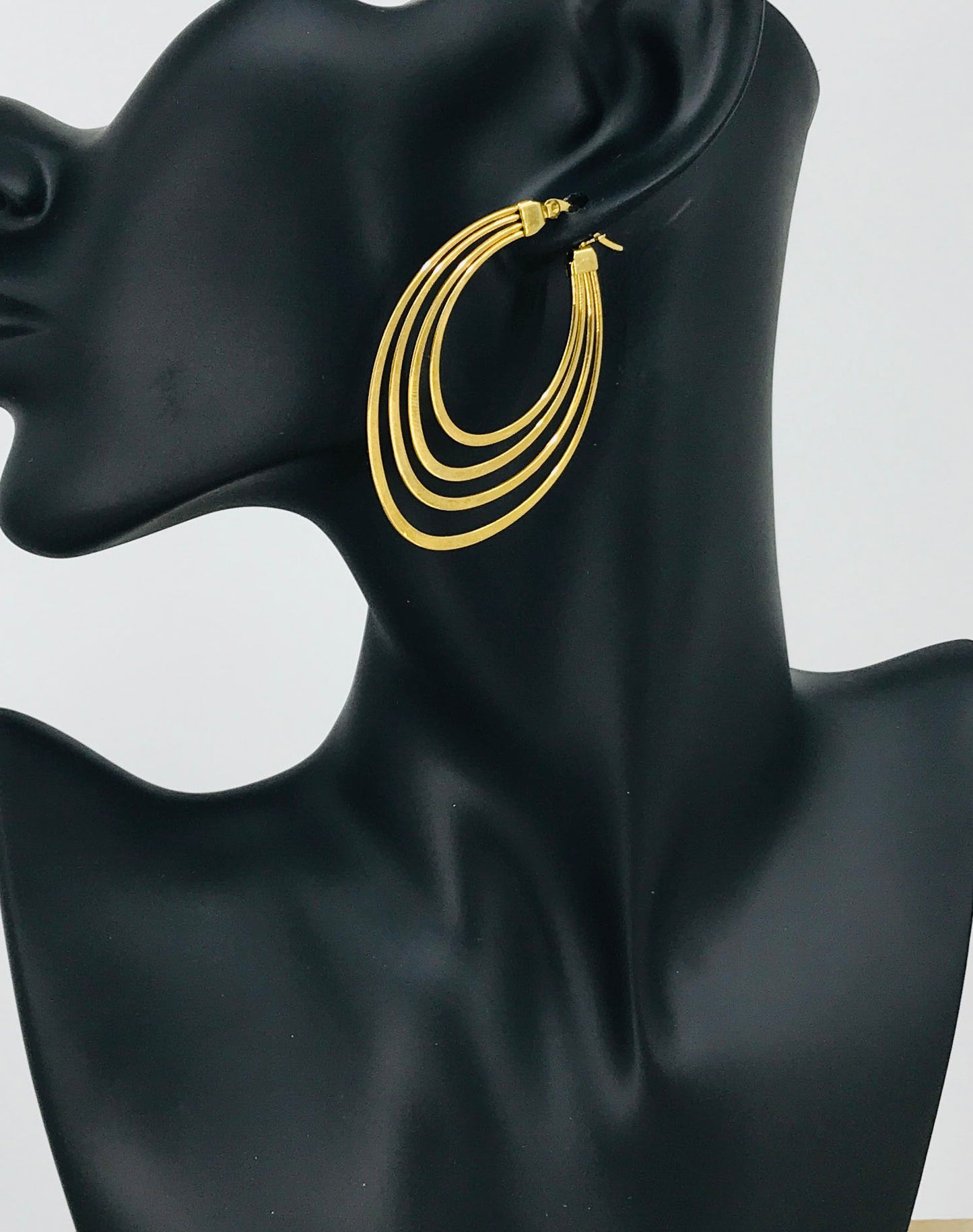 Layered Gold Oval Hoop Earrings