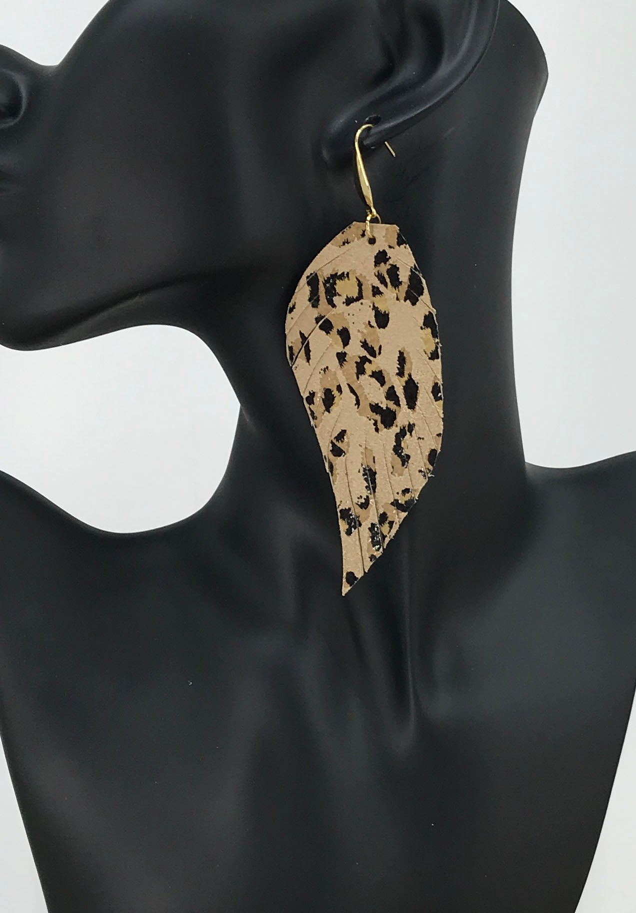 Natural Leopard Fringe Feather Earrings