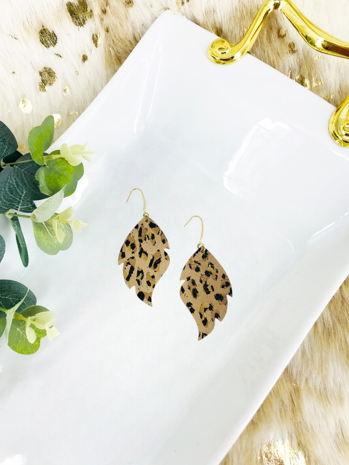 Natural Leopard Lambskin Leather Earrings - E19-2675