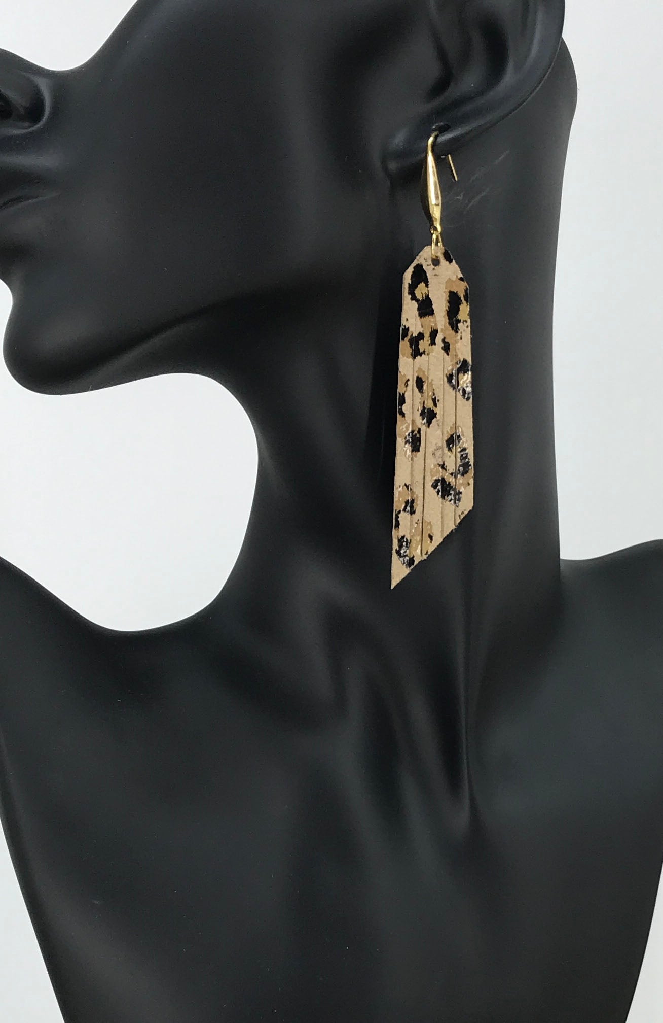 Natural Leopard Fringe Dangle Earrings