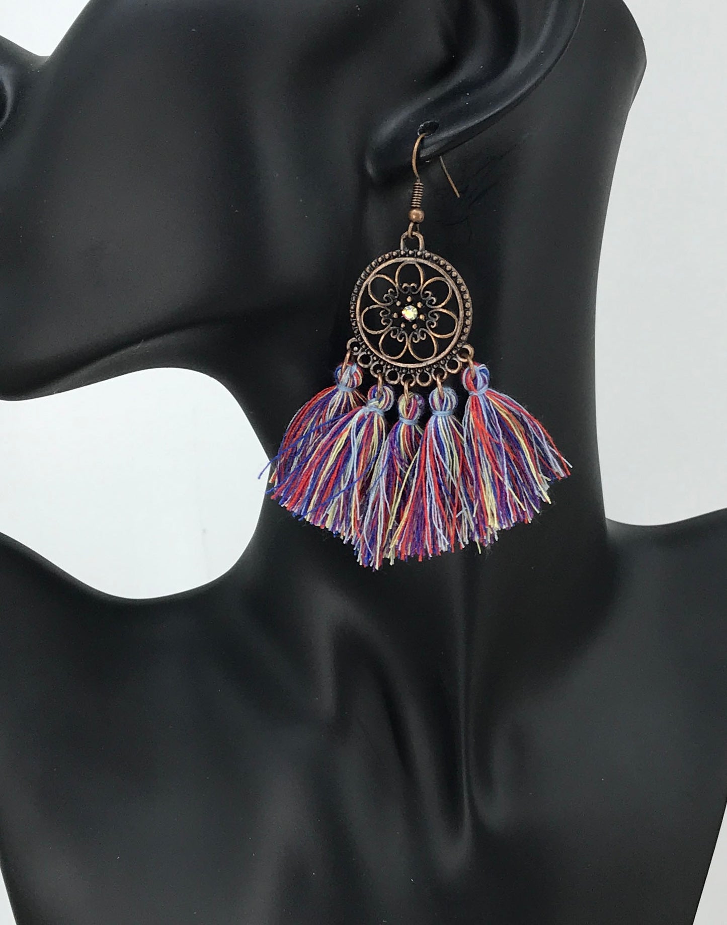 Bright Multi Color Bohemian Tassel Earrings