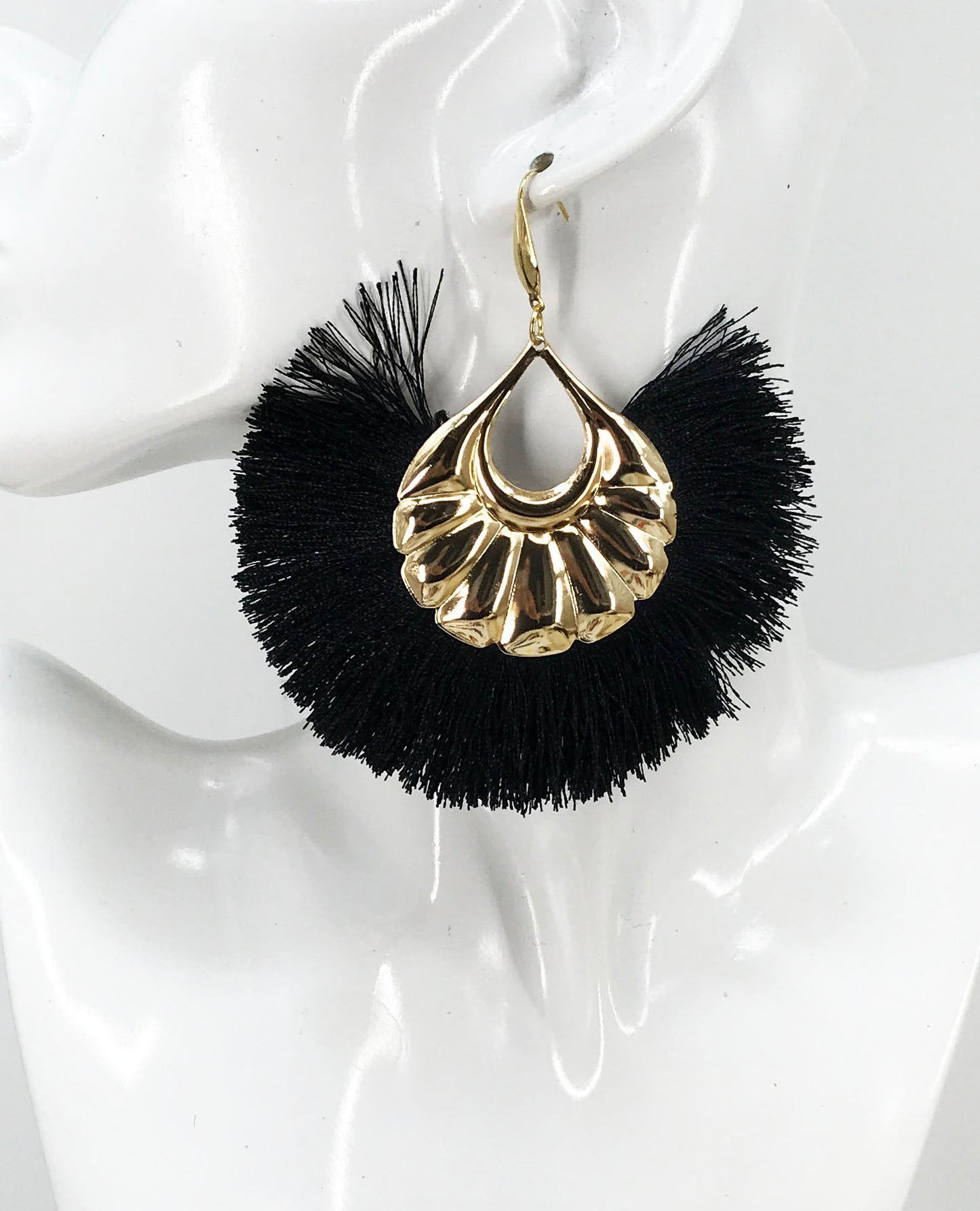 Large Fan Shaped Tassel Earrings - E19-2767