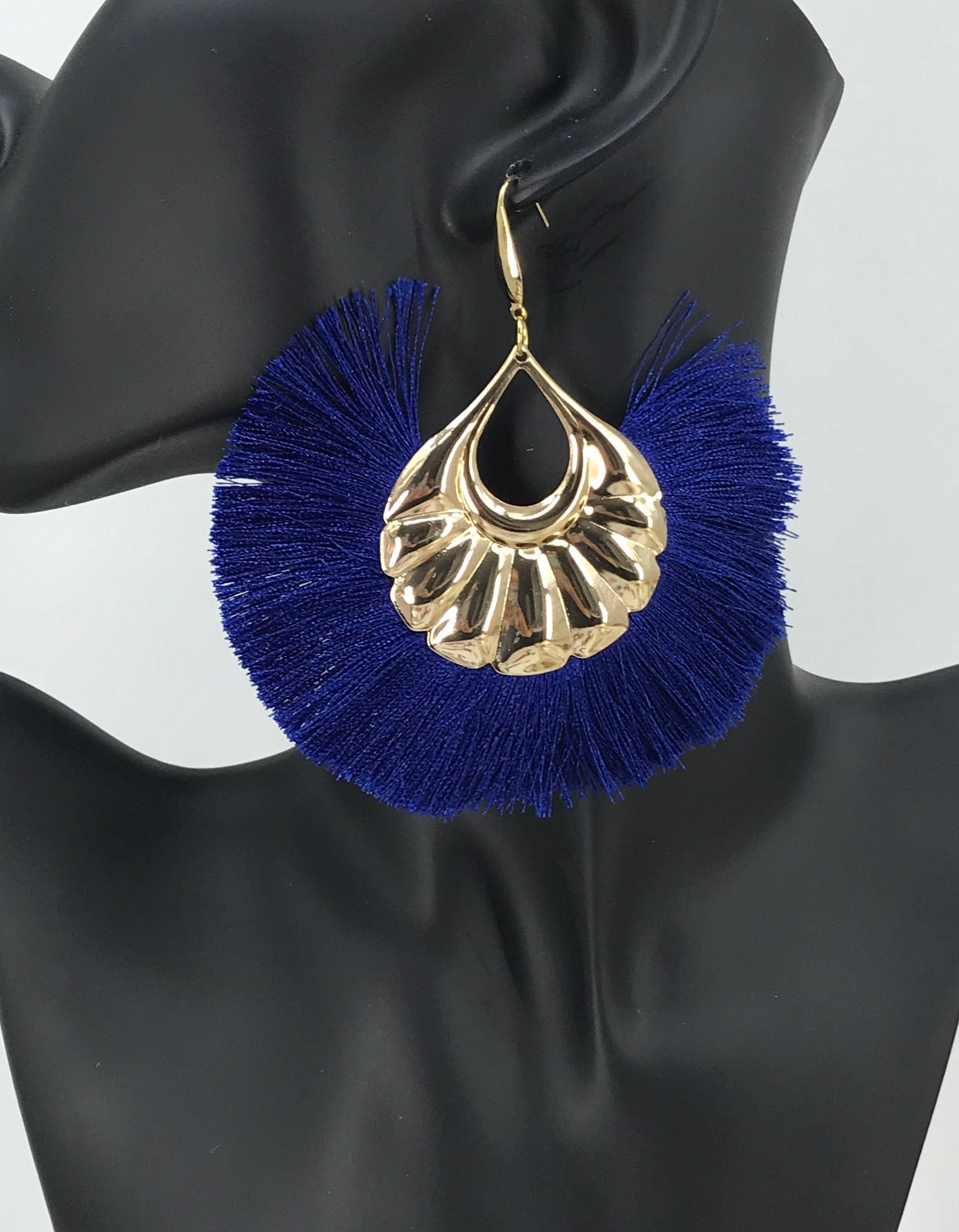 Large Fan Shaped Tassel Earrings - E19-2771