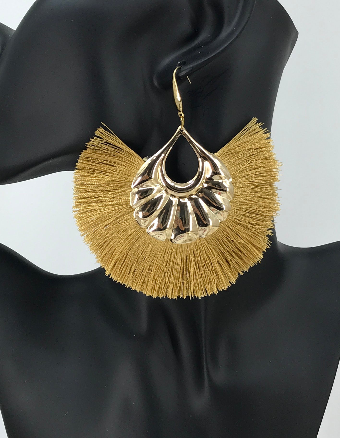 Large Fan Shaped Tassel Earrings - E19-2780