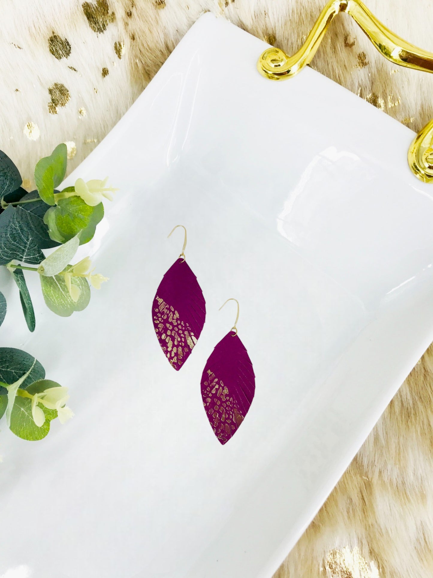 Violet Sheepskin Leather Earrings - E19-2782