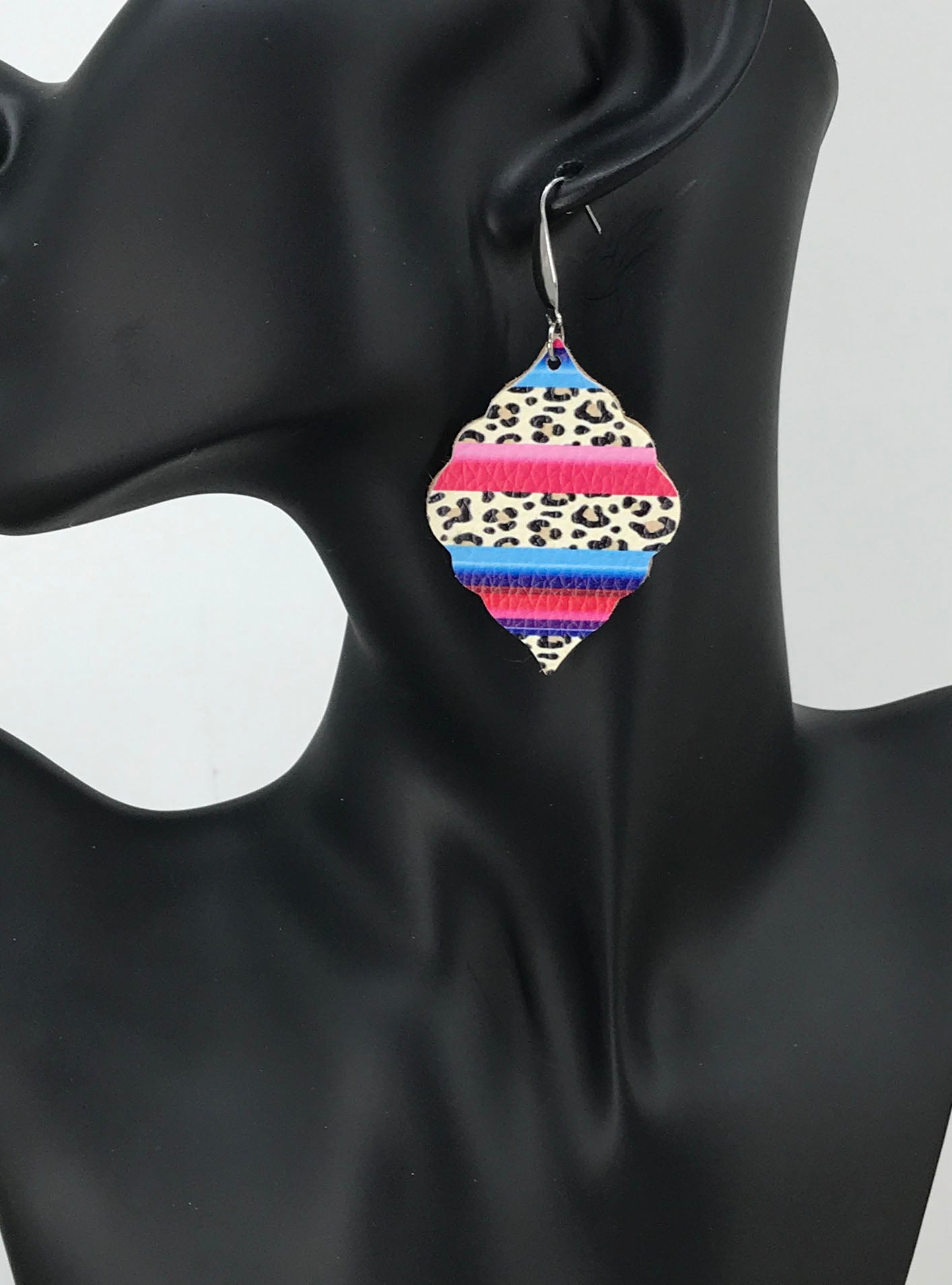 Cheetah Faux Leather and Natural Cork Earrings - E19-2802