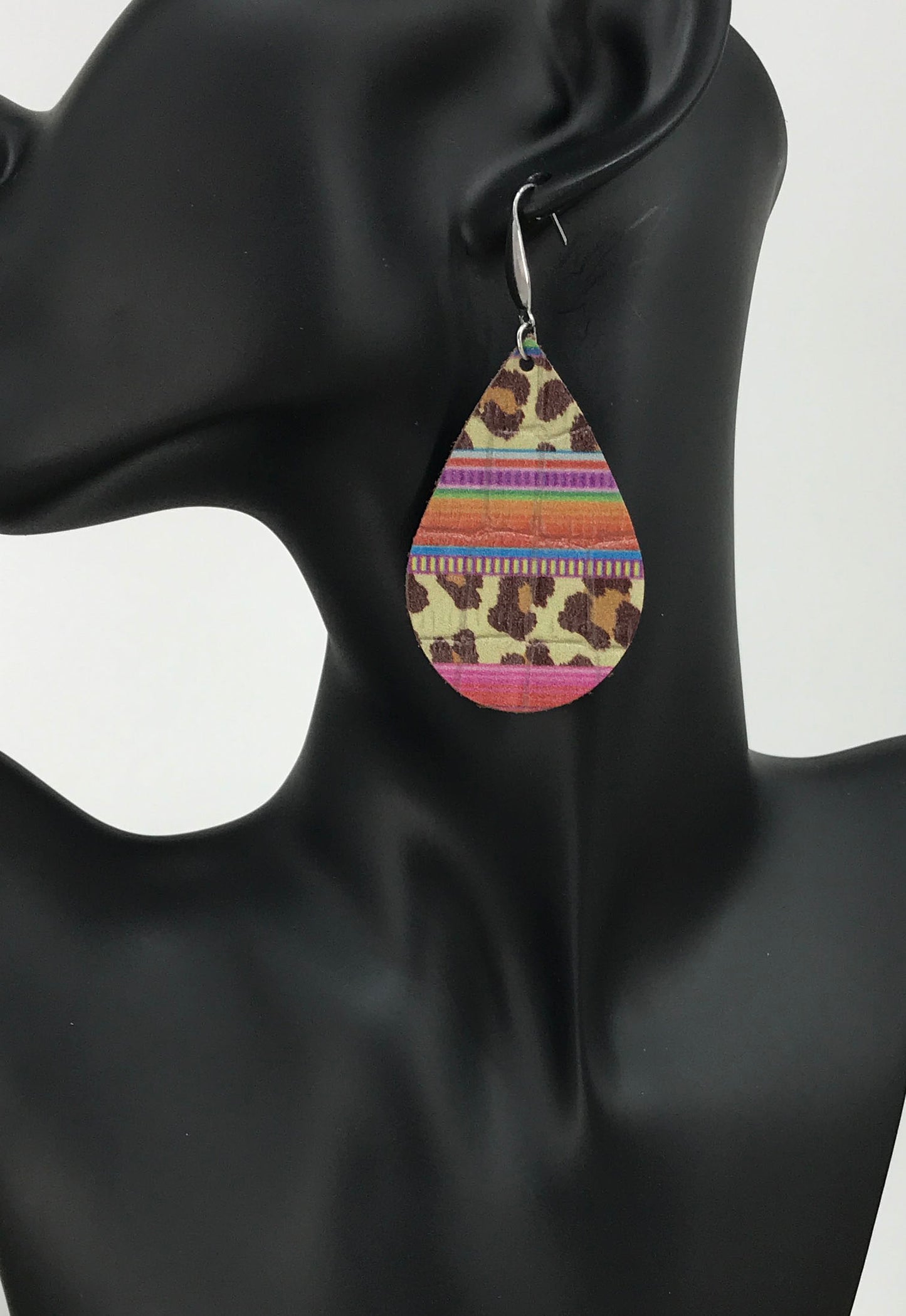 Wild Embossed Leopard Teardrop Earrings