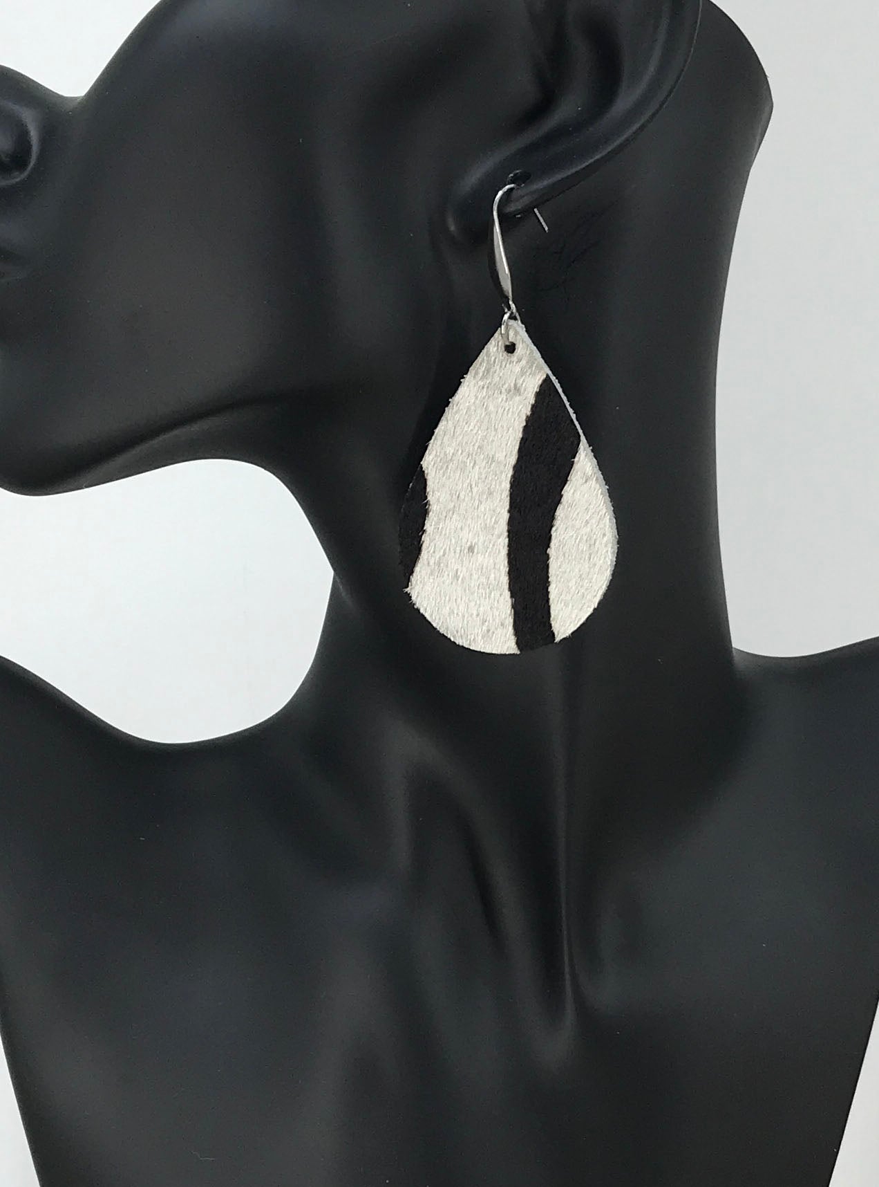 Hair On Zebra Leather Earrings - E19-2820