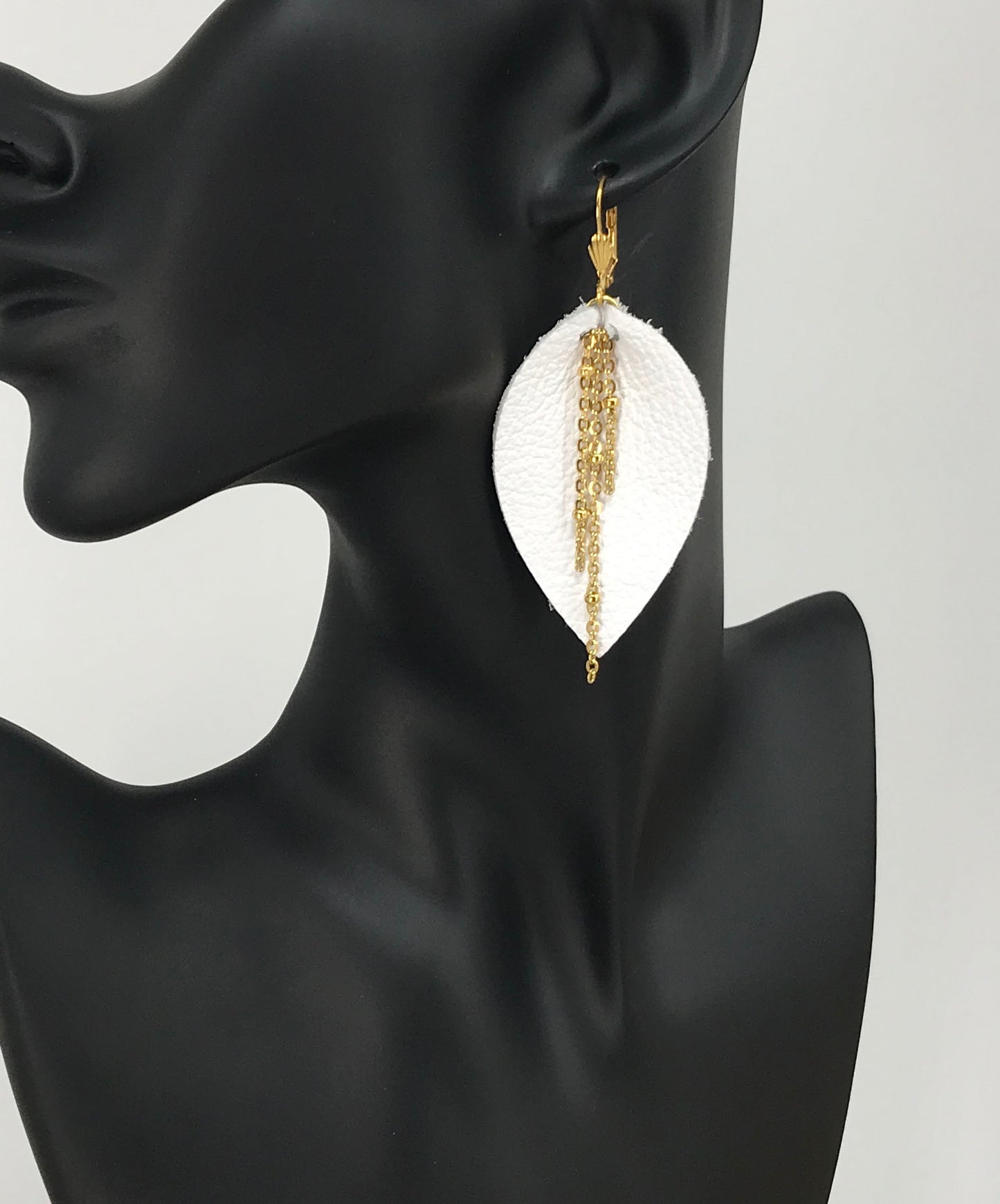 Genuine White Leather Earrings - E19-2825
