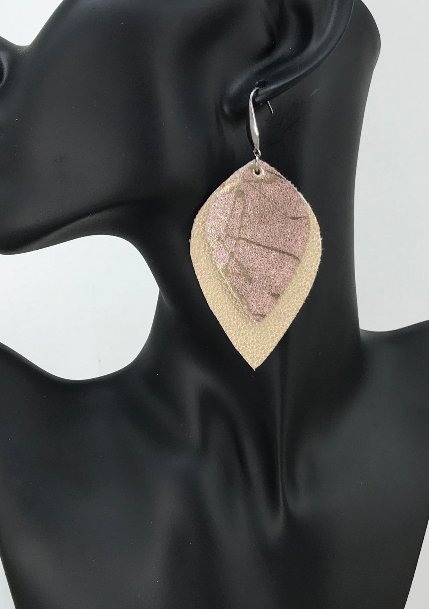 Rose Gold and Gold Faux Leather Earrings - E19-2842