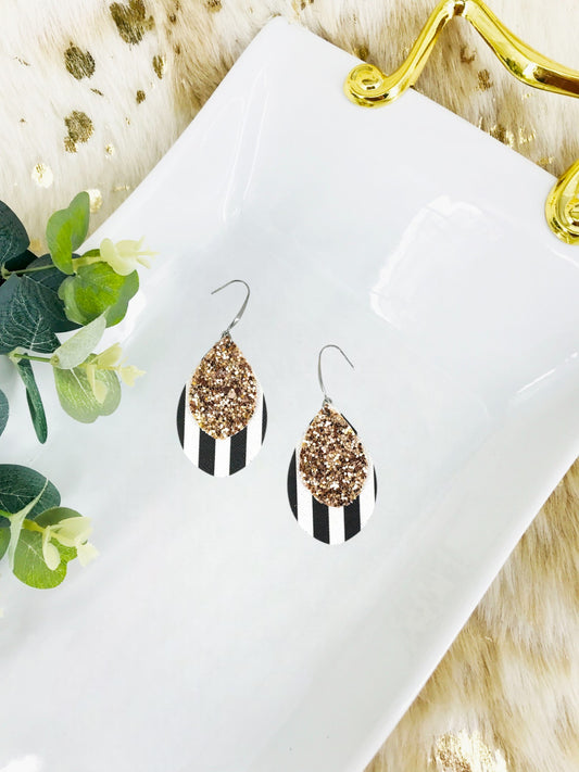 Stripped Faux Leather and Chunky Glitter Earrings - E19-2857