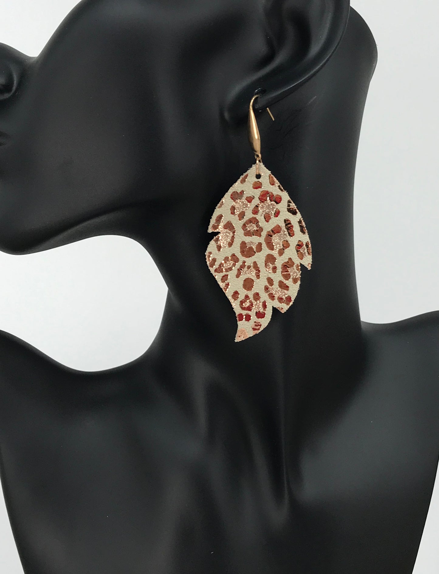 Rose Gold Leopard Leather Earrings - E19-2915