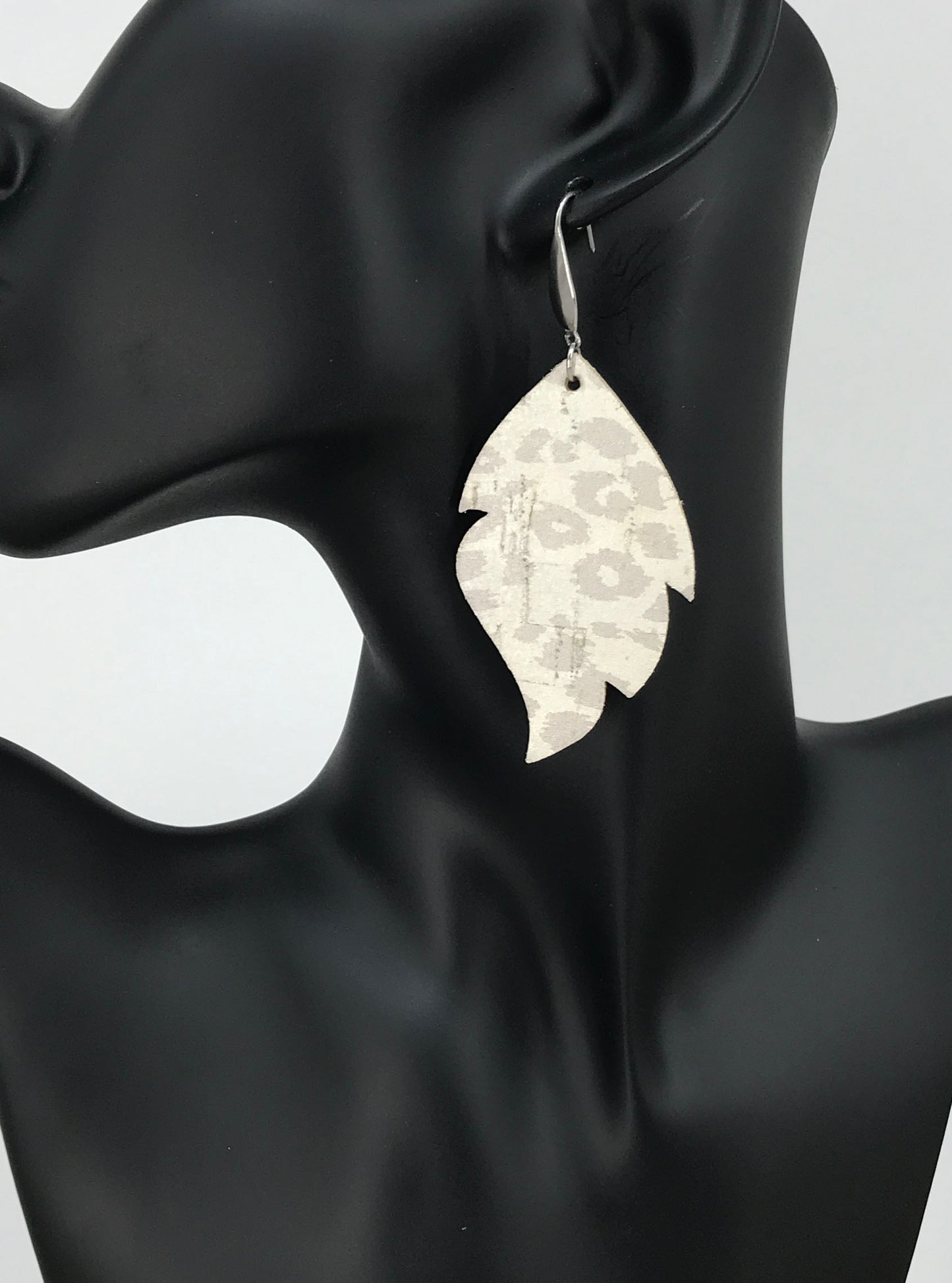 Soft Blush Leopard Feather Earrings