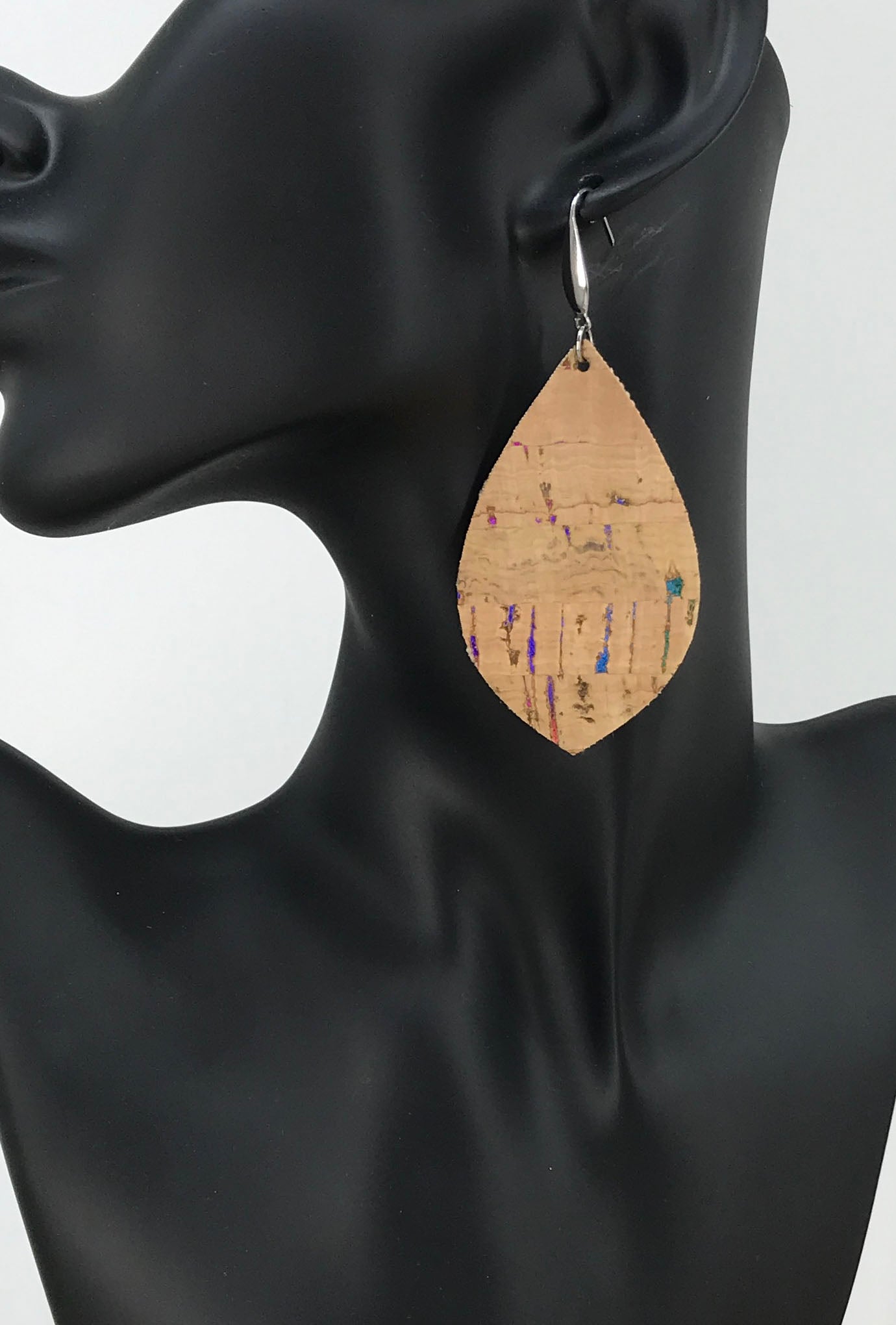 Rainbow Striped Cork Earrings - E19-2942