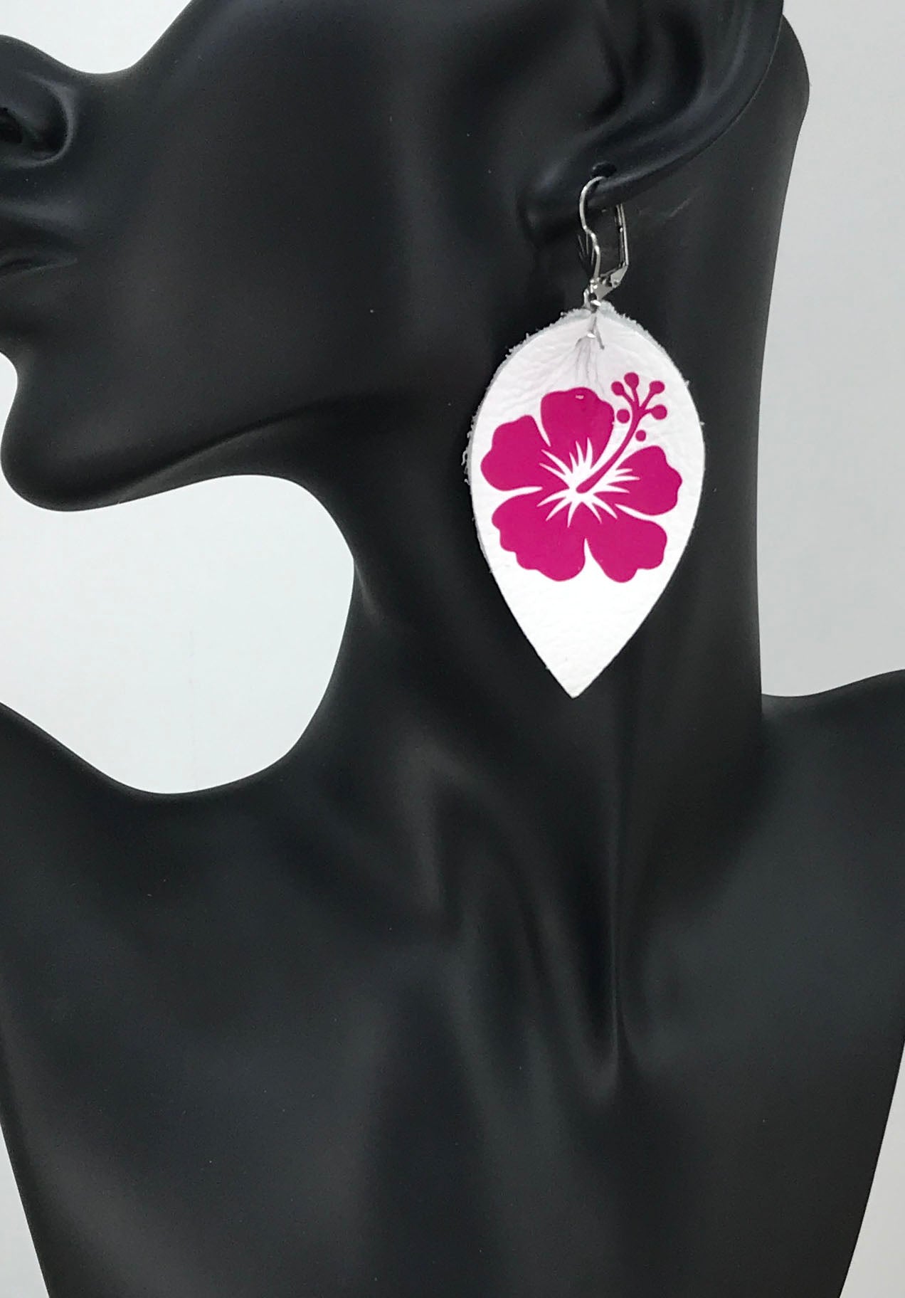 Hibiscus Flower Leather Earrings