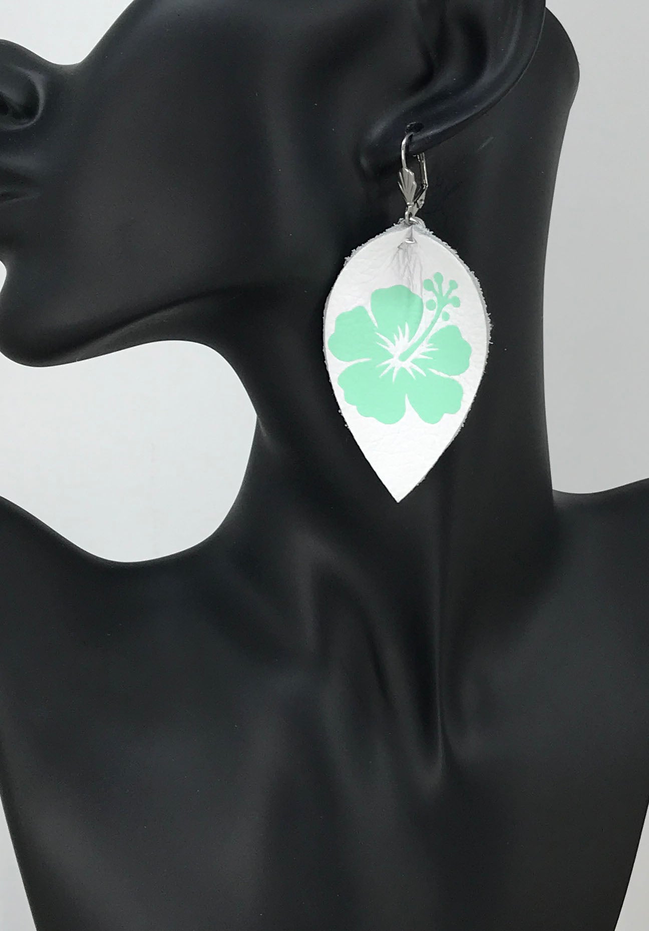 Hibiscus Flower Leather Earrings