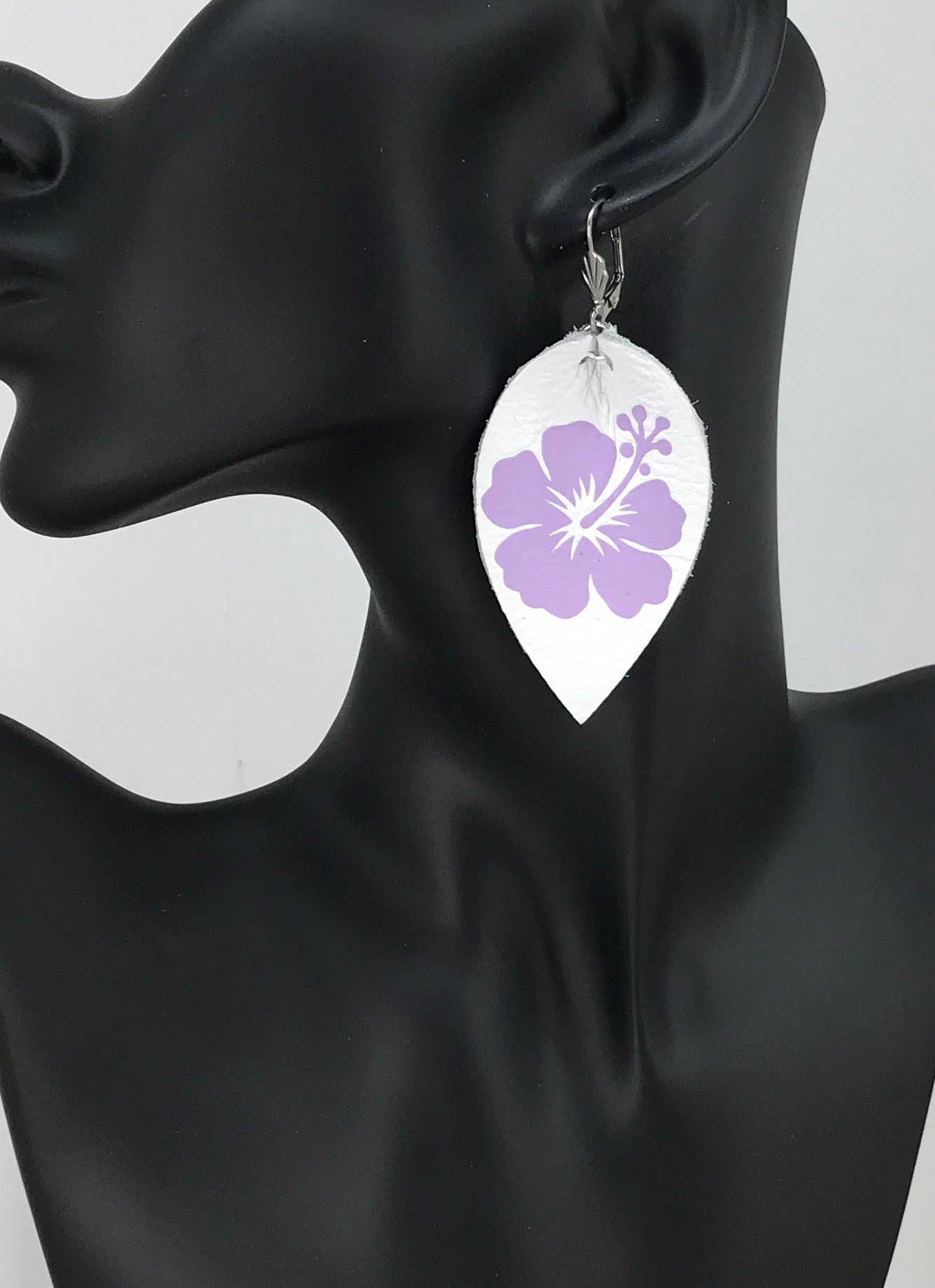 Hibiscus Flower Leather Earrings