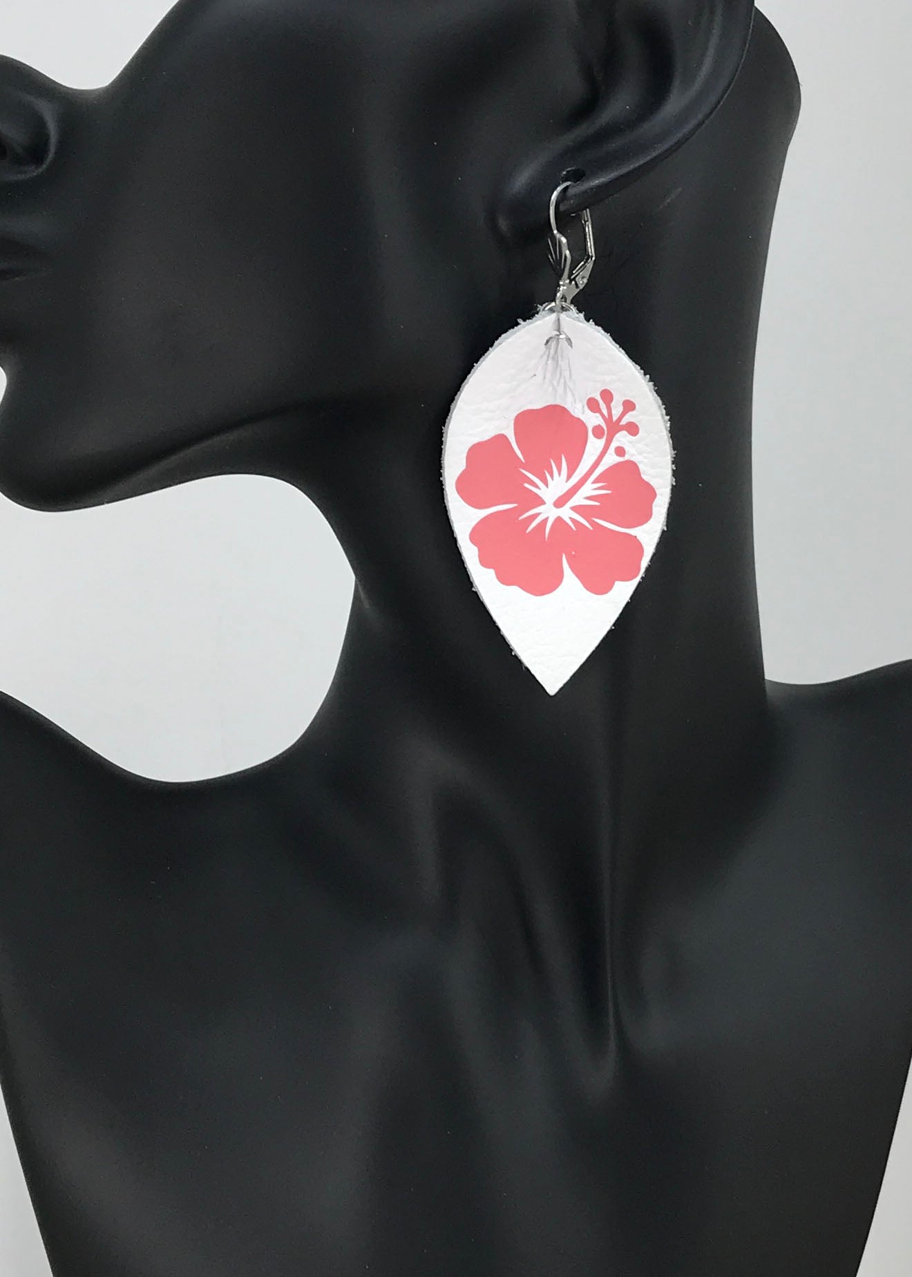 Hibiscus Flower Leather Earrings
