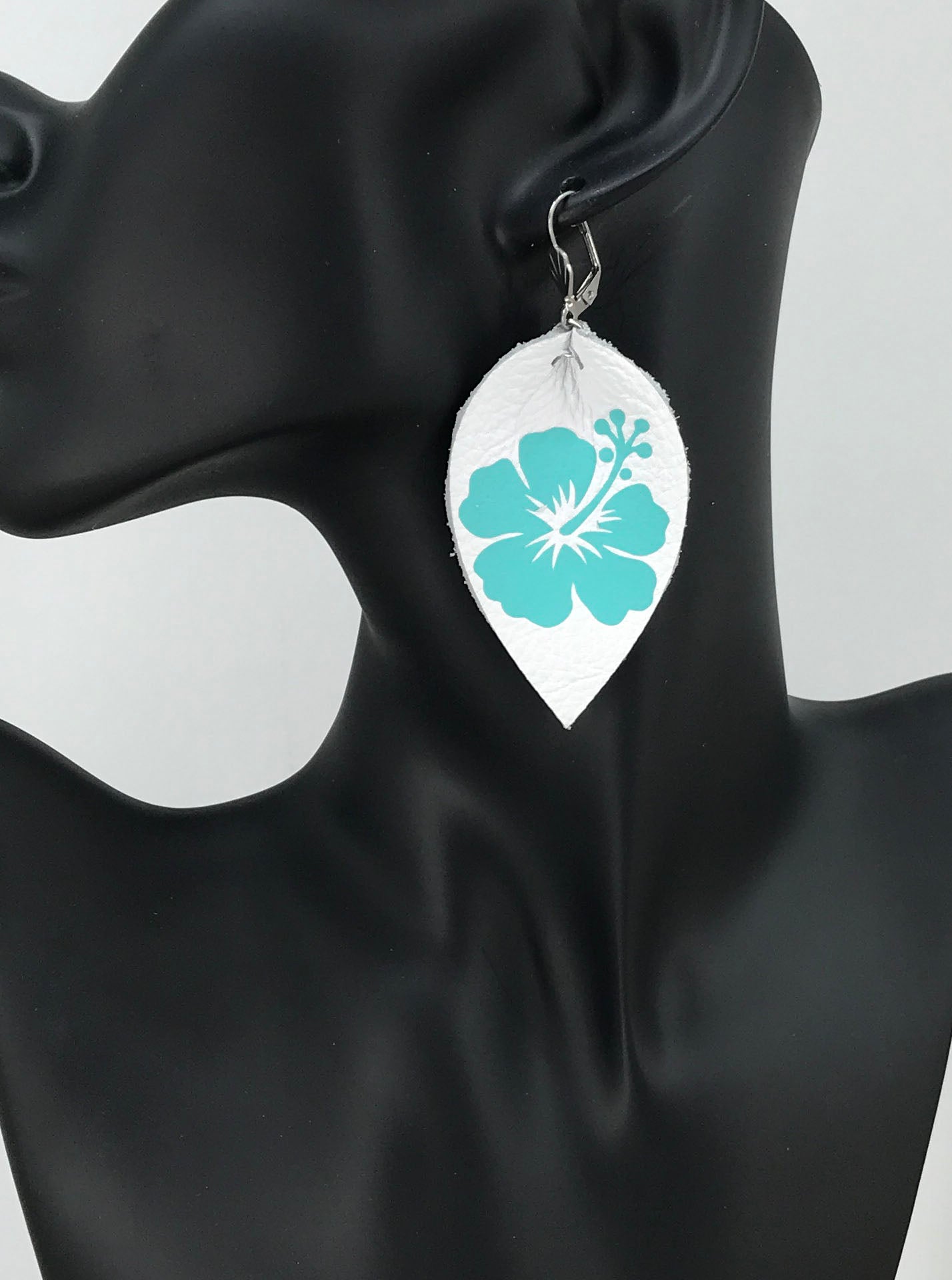 Hibiscus Flower Leather Earrings