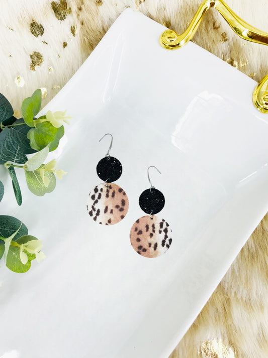 Leopard Faux Leather and Chunky Glitter Earrings - E19-2984
