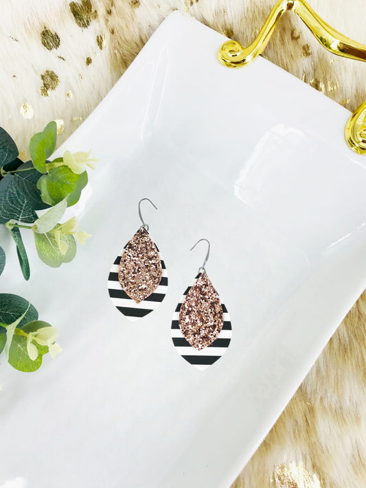 Striped Faux Leather and Chunky Glitter Earrings - E19-2991