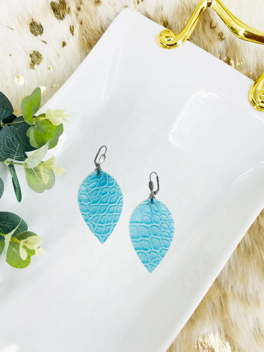 Blue Alligator Faux Leather Earrings - E19-2998