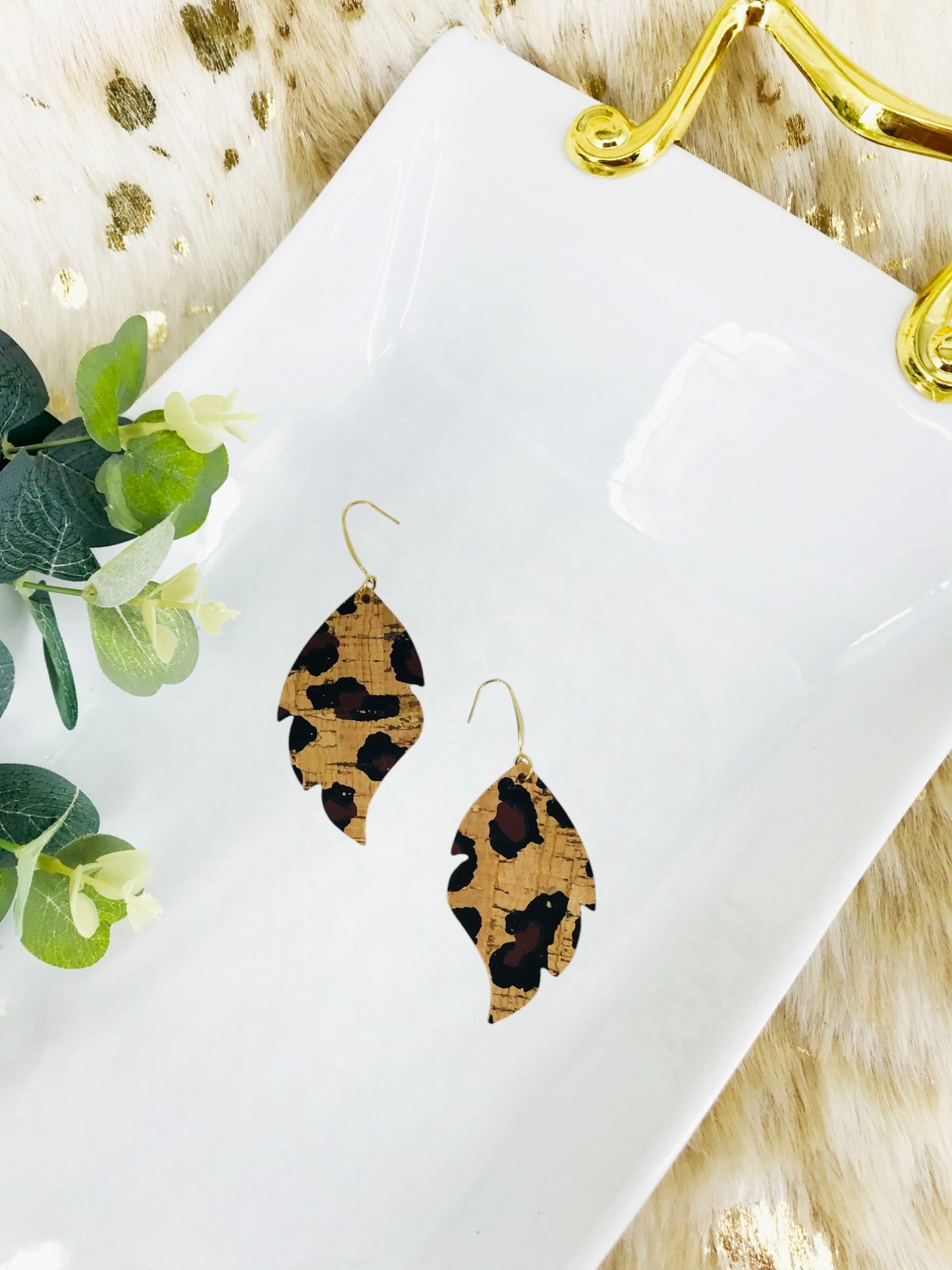 Chocolate Leopard Cork Earrings - E19-3017