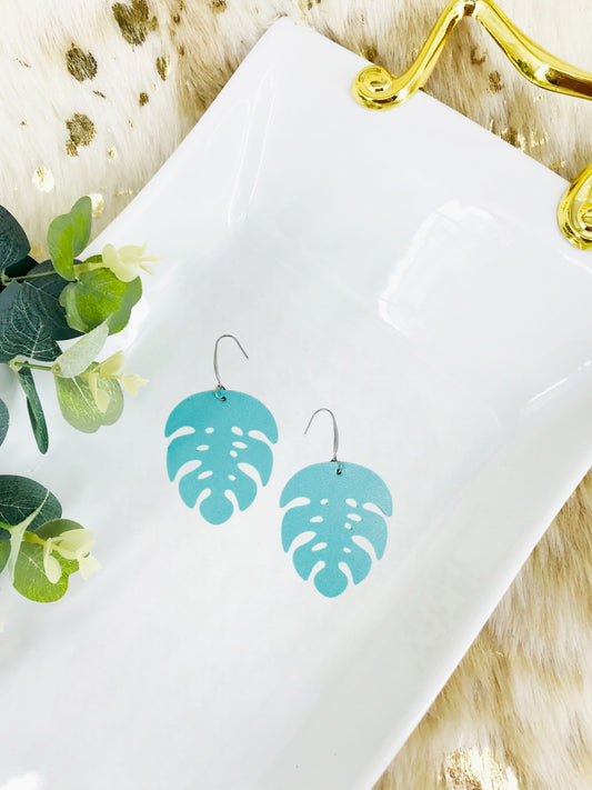 Teal Faux Leather Earrings - E19-3052
