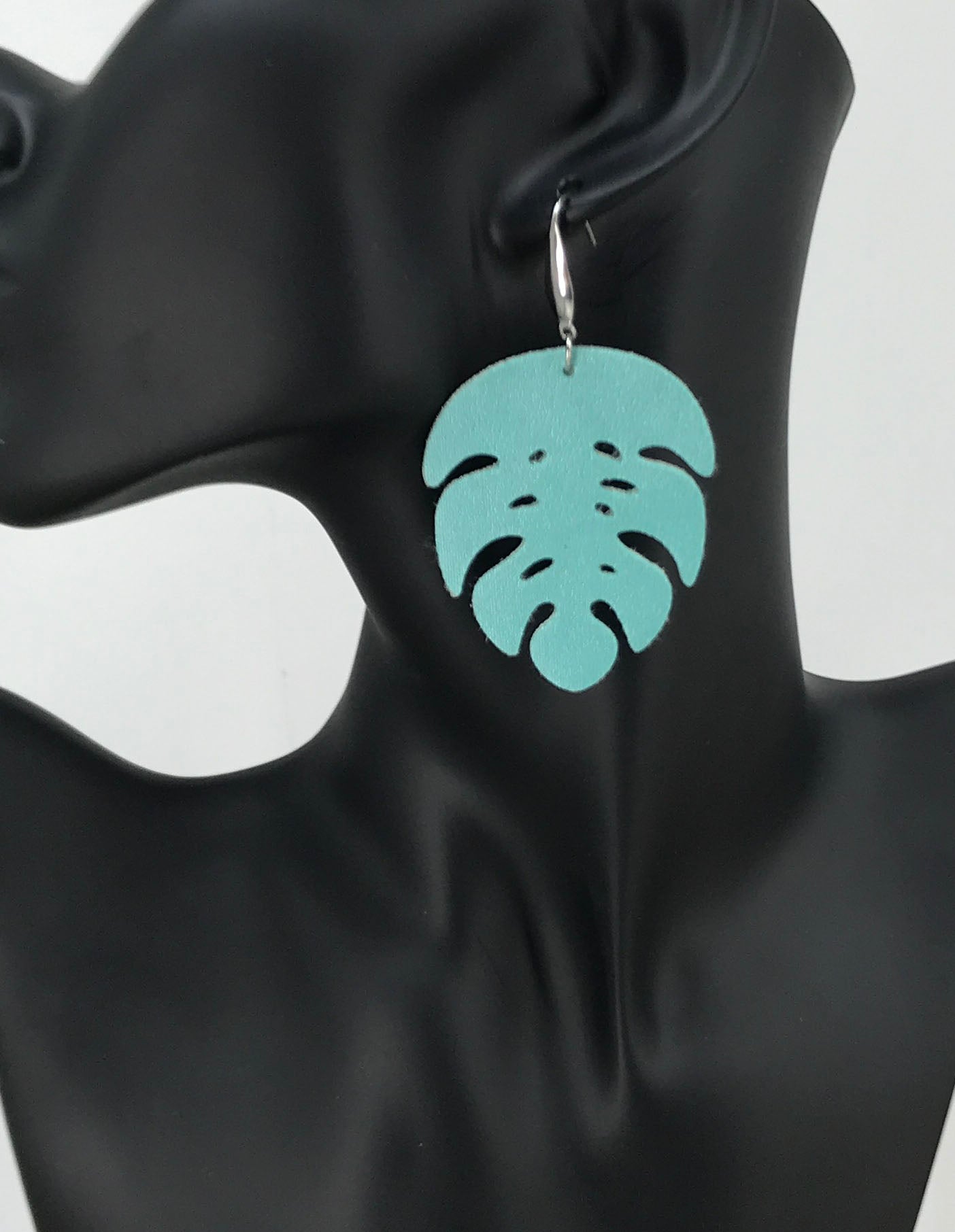 Teal Faux Leather Earrings - E19-3052