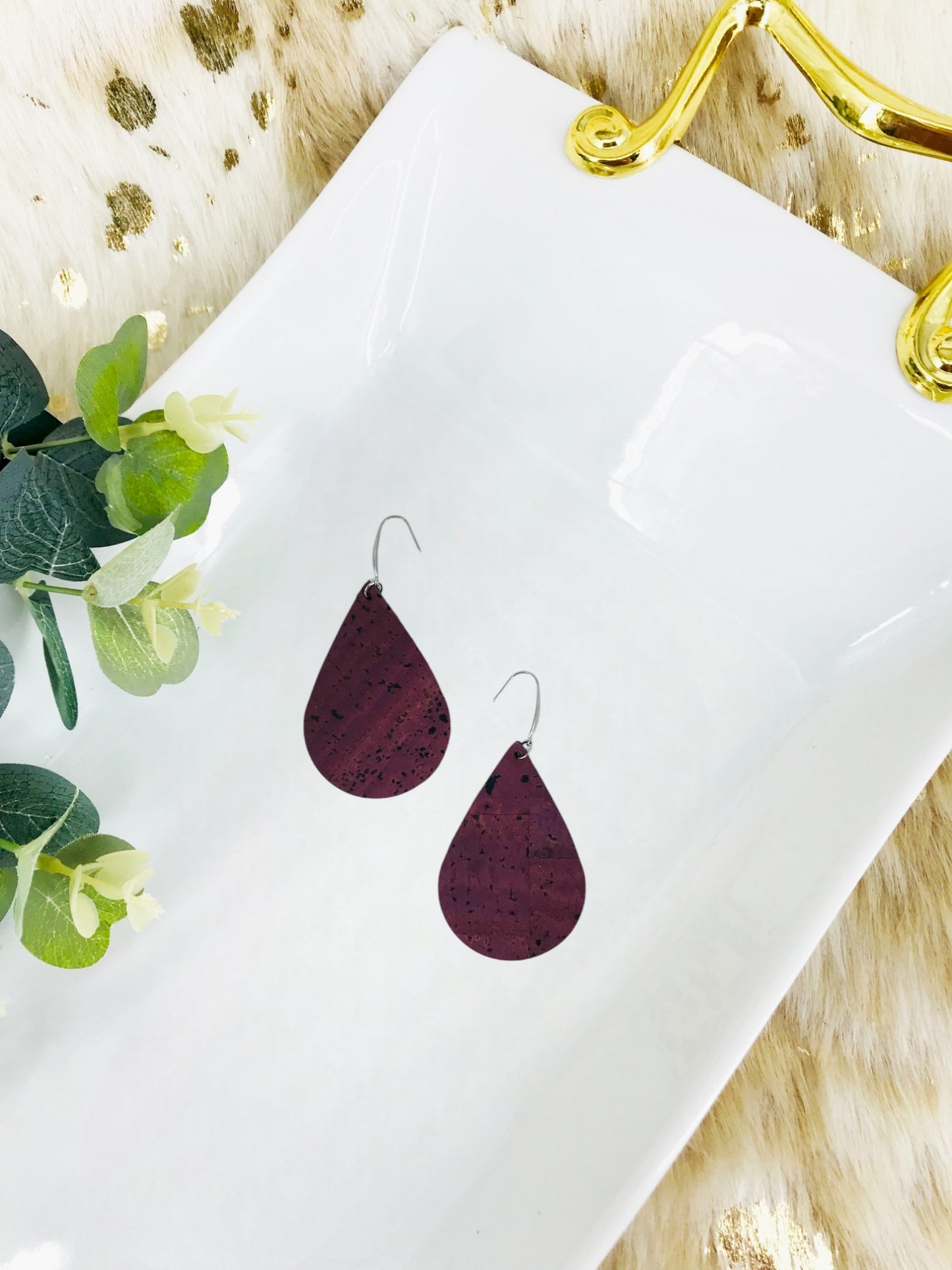 Purple Portuguese Cork Earrings - E19-3059