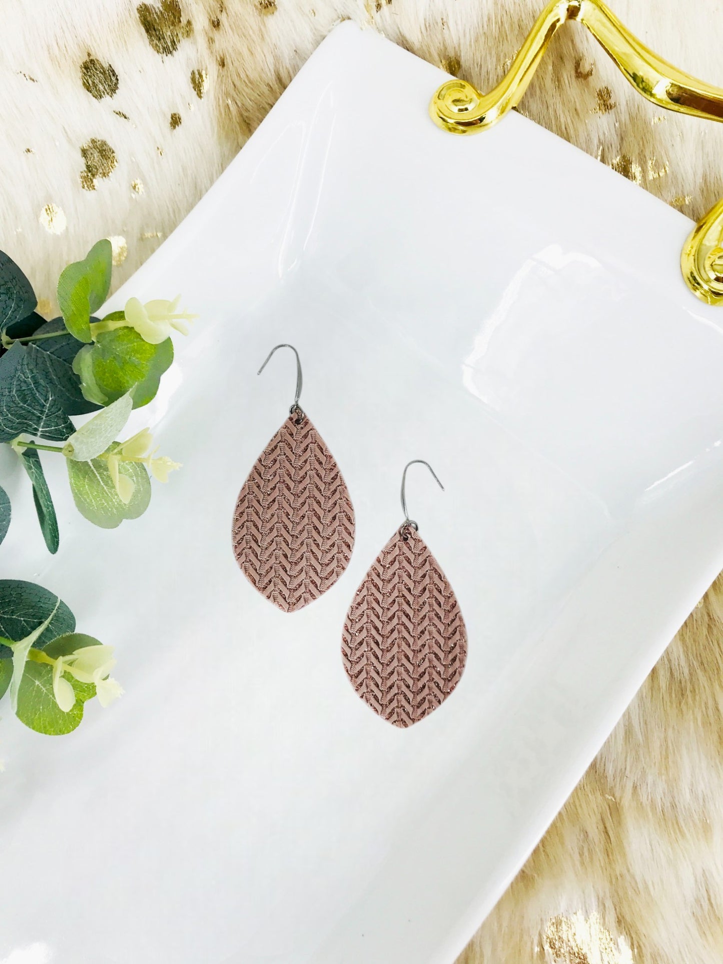 Rose Gold Faux Leather Earrings - E19-3060