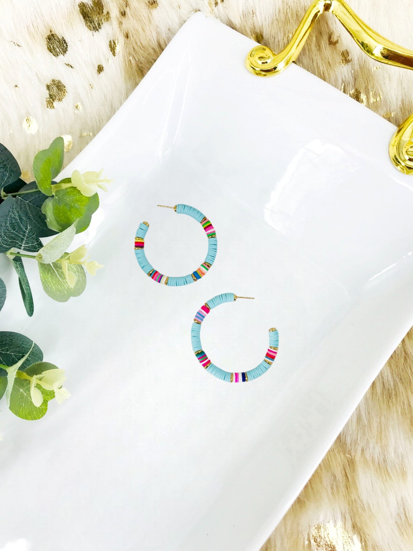 Blue Open Hoop Earrings - E19-3081